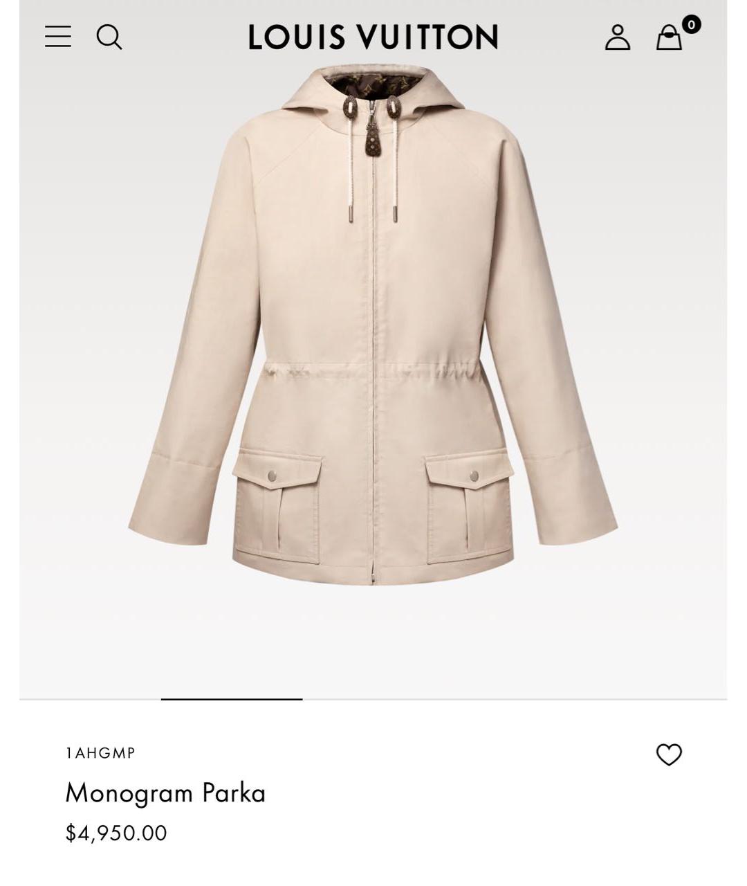 LOUIS VUITTON Бежевая хлопковая парка, фото 6