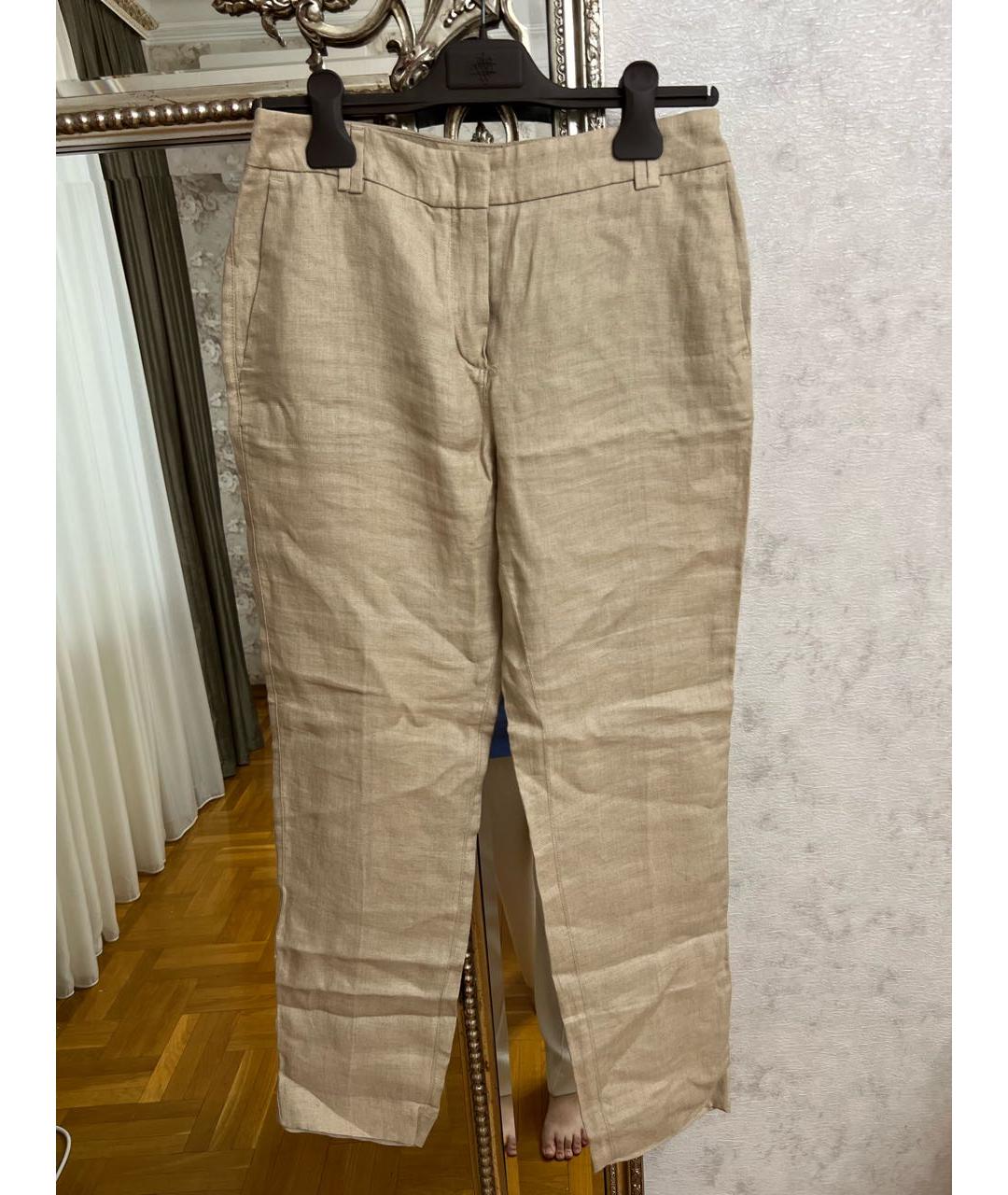 WEEKEND MAX MARA Бежевые льняные брюки узкие, фото 5