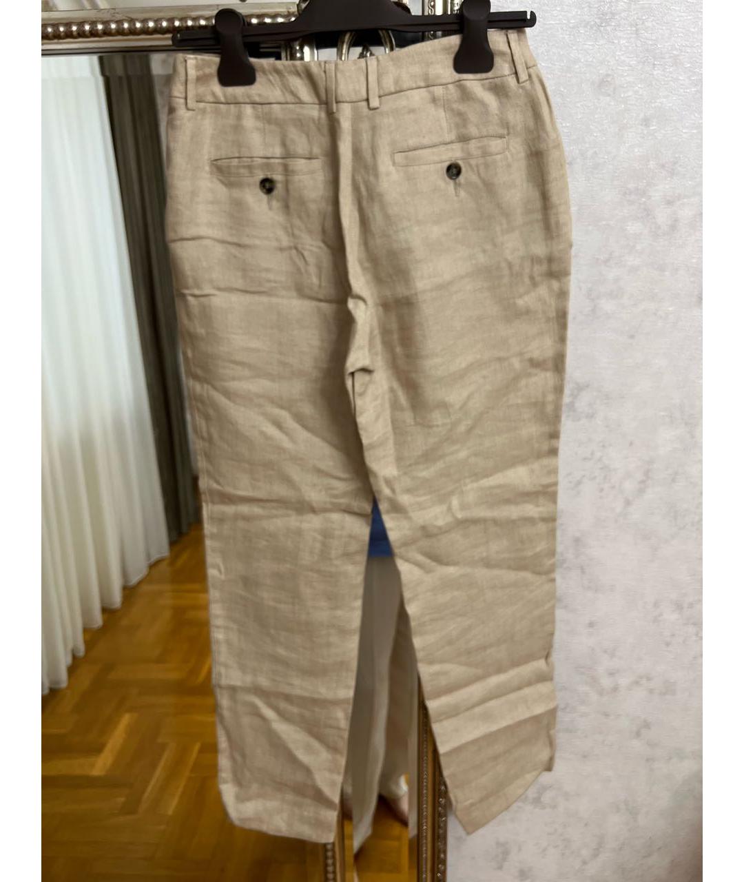 WEEKEND MAX MARA Бежевые льняные брюки узкие, фото 2