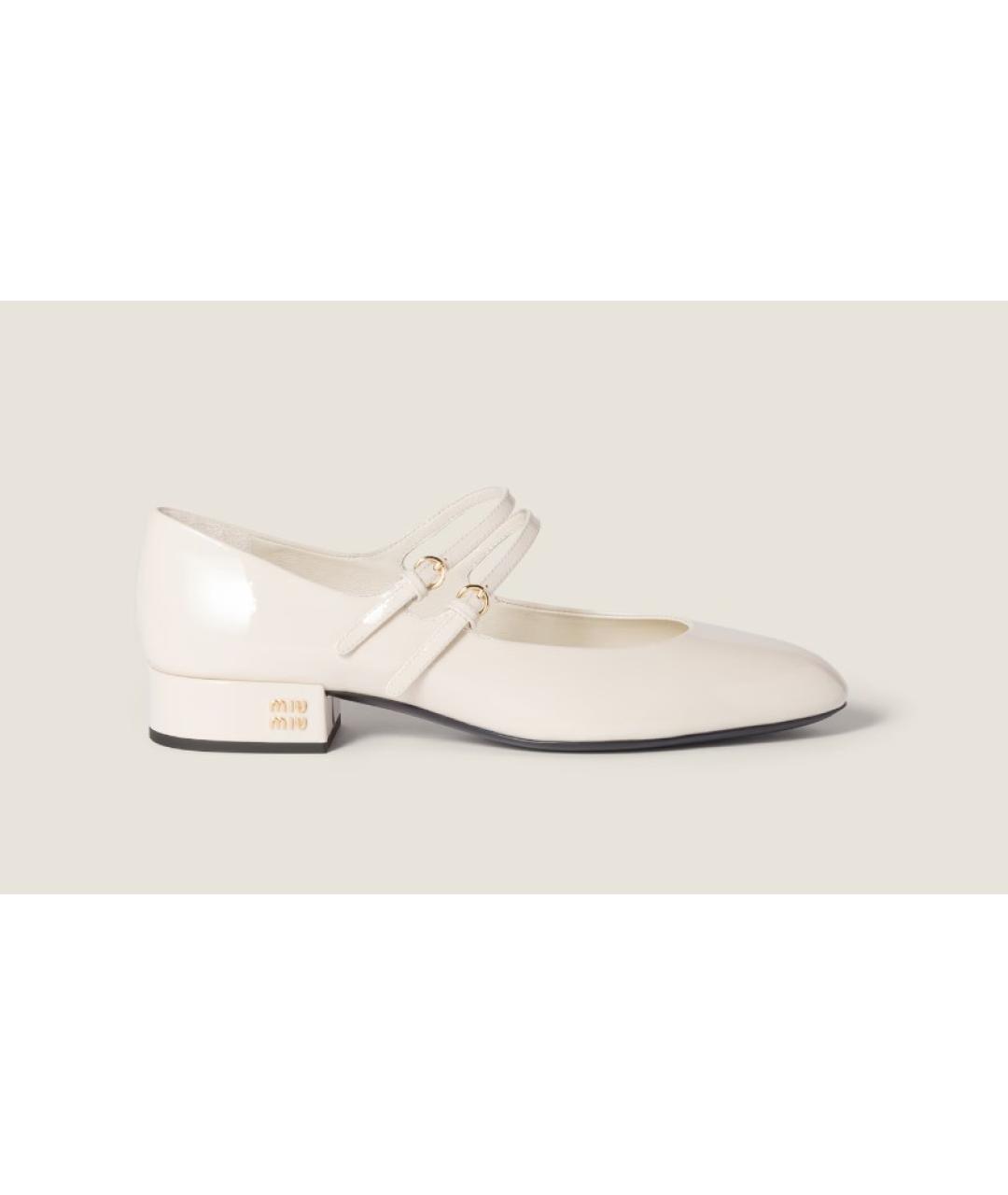 MIU MIU Белые туфли из лакированной кожи, фото 4