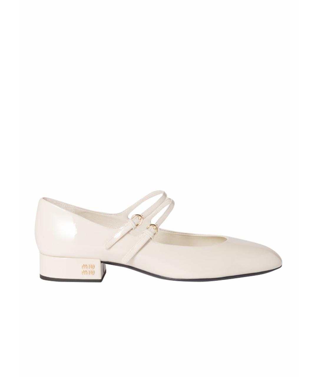 MIU MIU Белые туфли из лакированной кожи, фото 1
