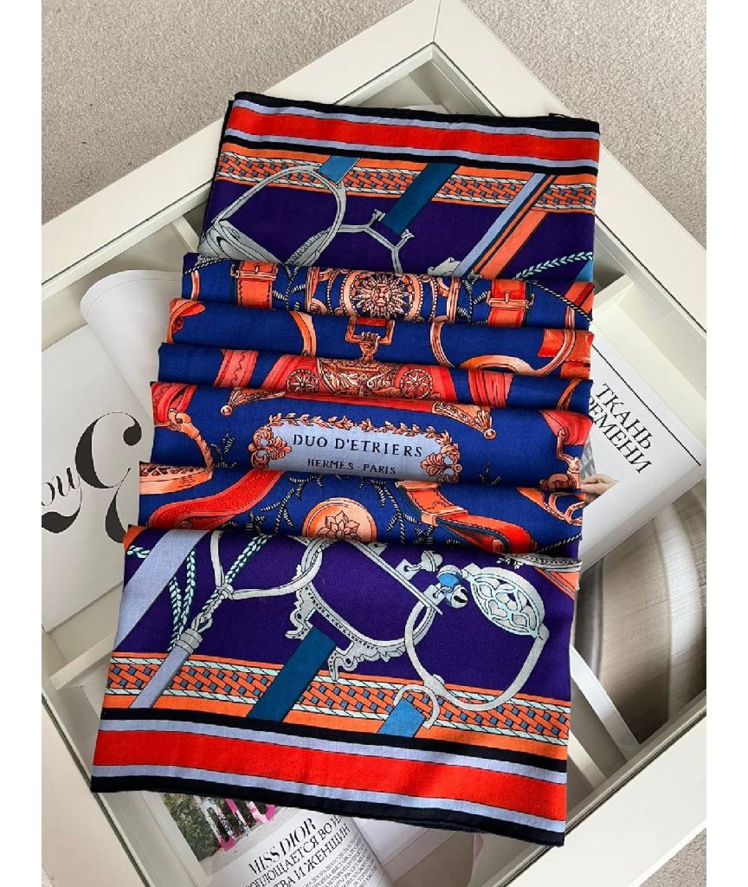 HERMES Мульти хлопковый шарф, фото 9