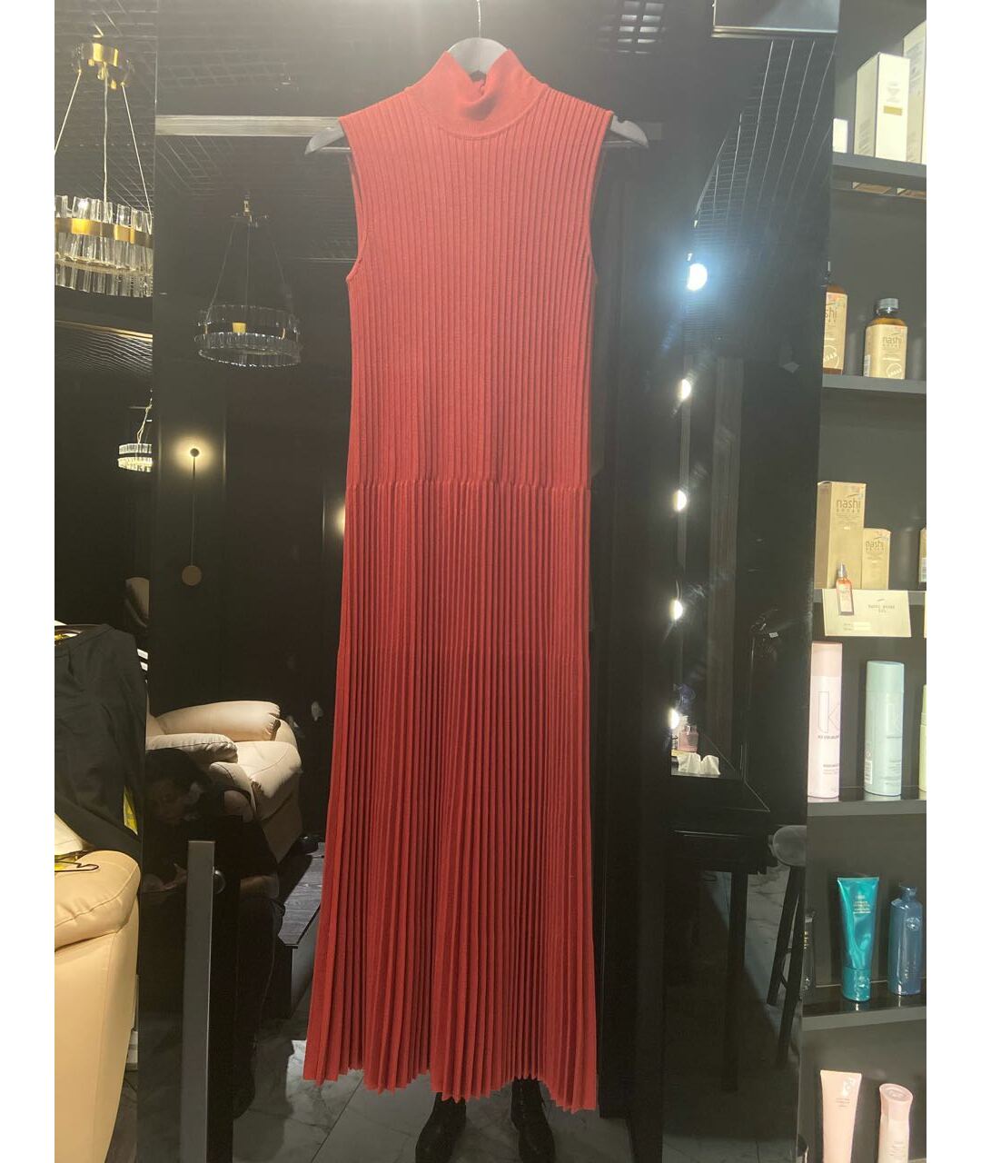 FERRAGAMO Коралловое хлопко-эластановое повседневное платье, фото 5