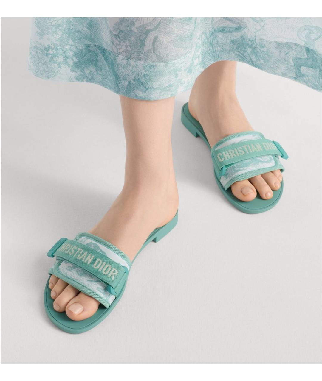 CHRISTIAN DIOR Бирюзовые шлепанцы, фото 4