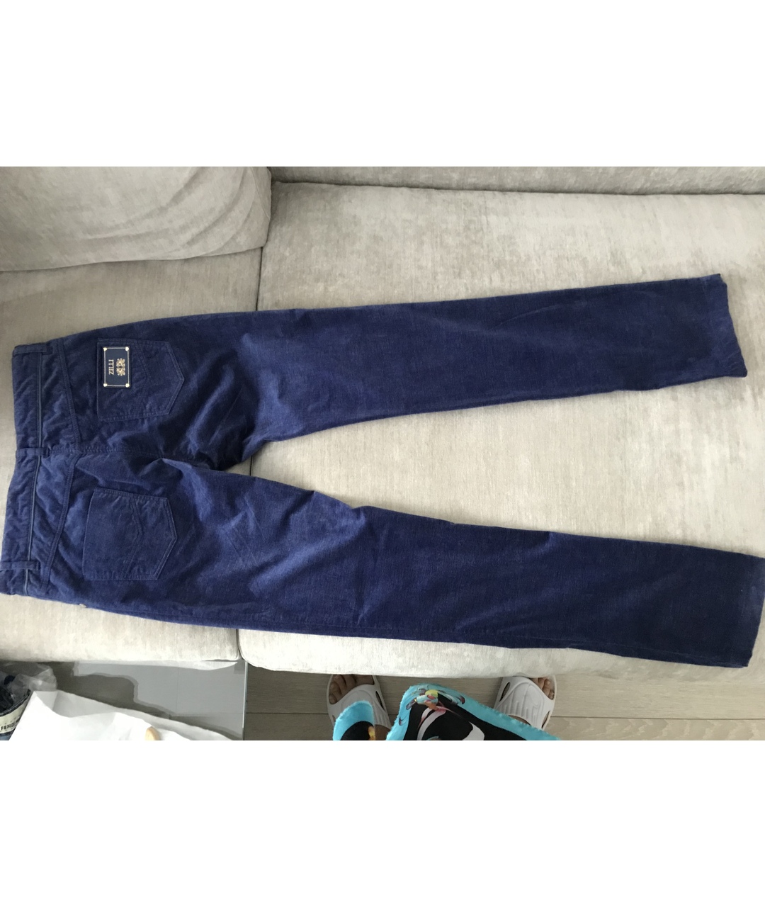 ZILLI Синие бархатные прямые брюки, фото 2