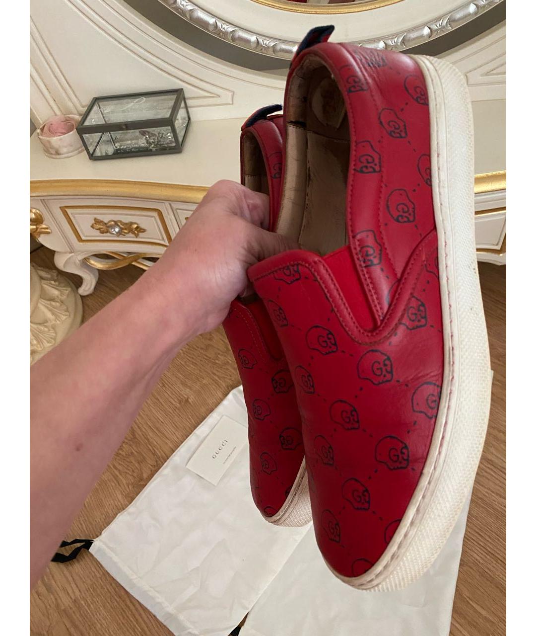 GUCCI Бордовые кожаные лоферы, фото 6