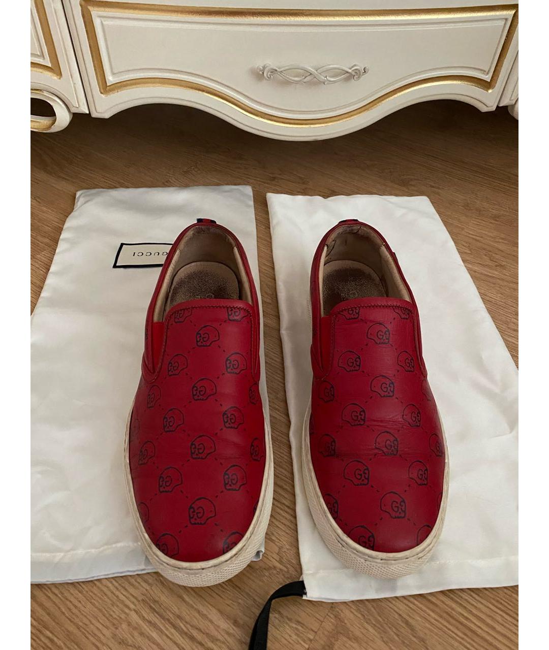 GUCCI Бордовые кожаные лоферы, фото 3