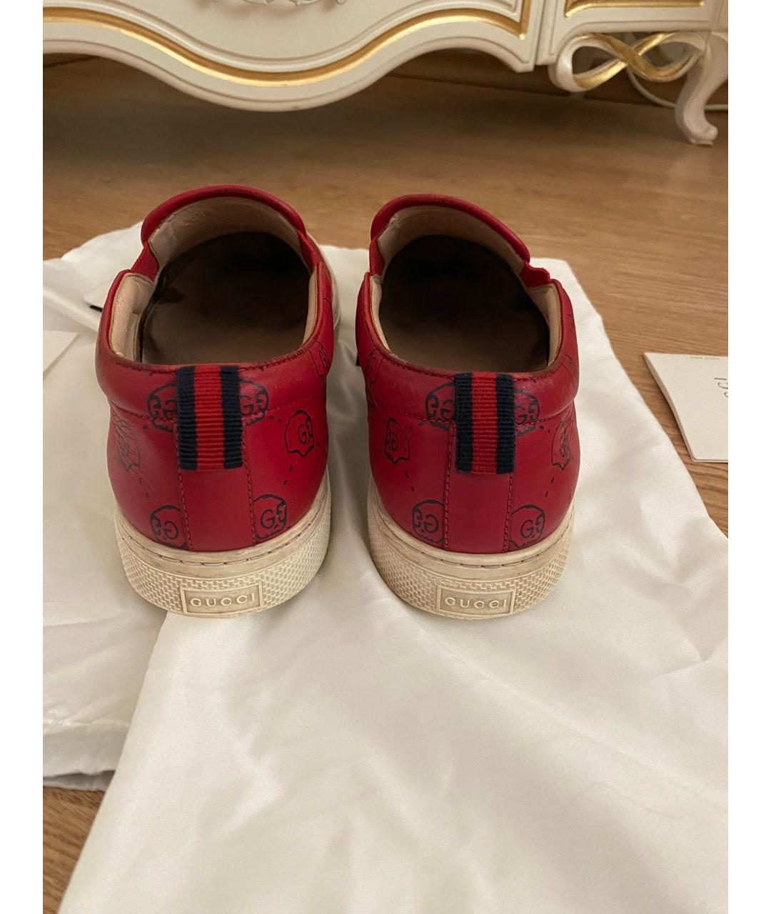 GUCCI Бордовые кожаные лоферы, фото 5
