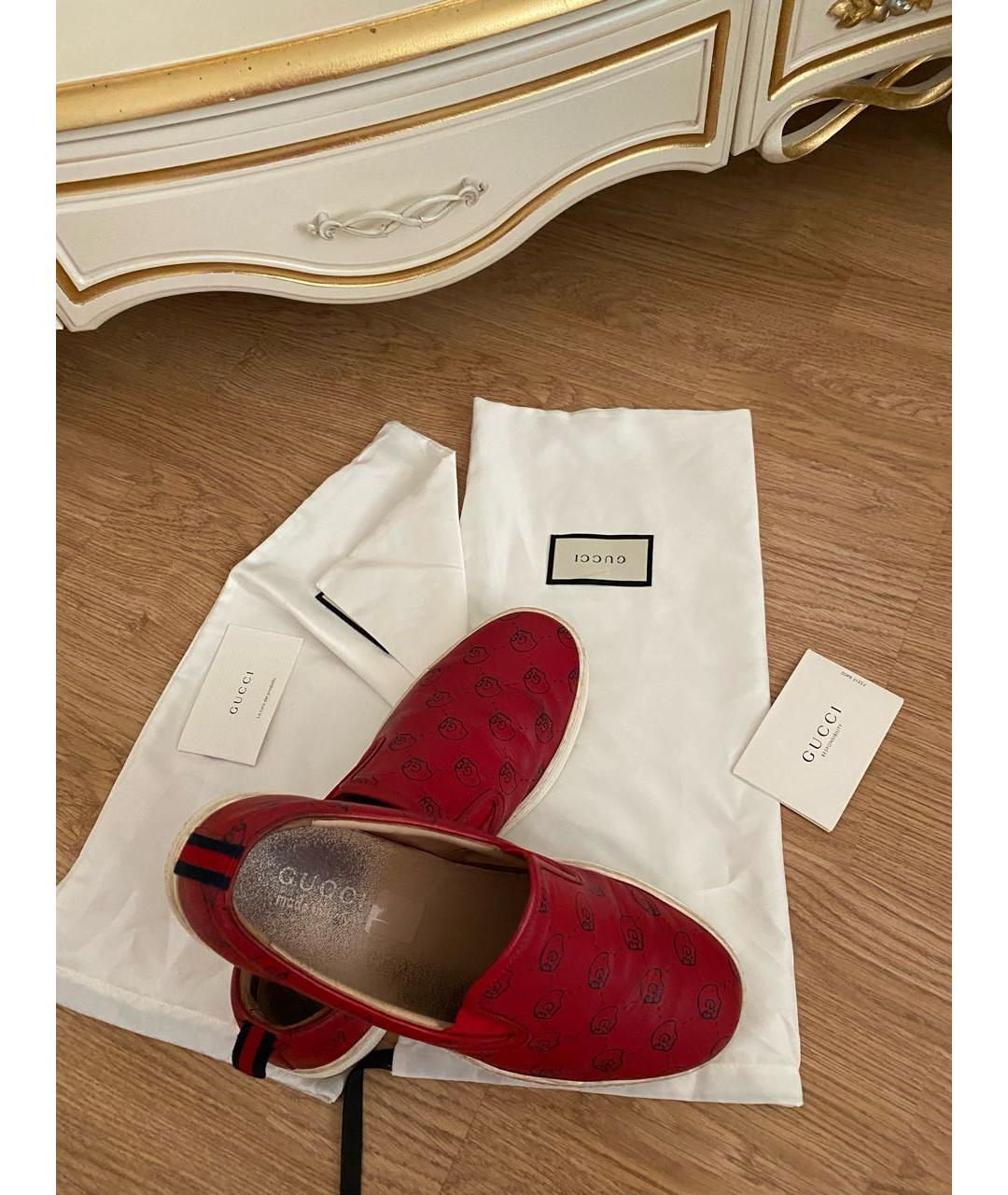 GUCCI Бордовые кожаные лоферы, фото 9