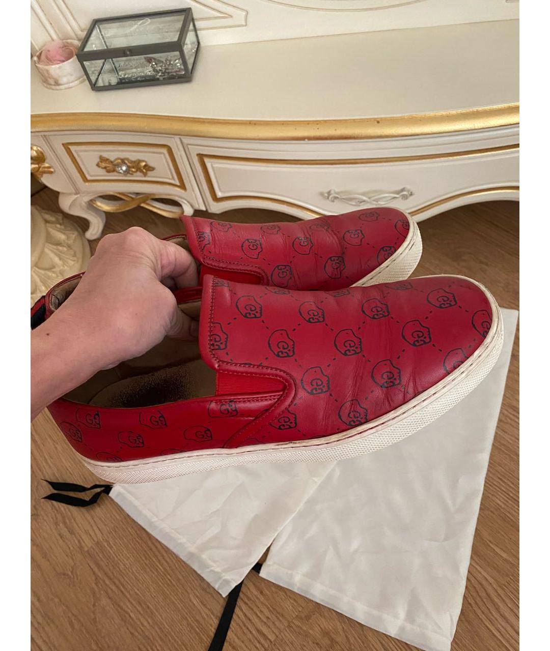 GUCCI Бордовые кожаные лоферы, фото 8