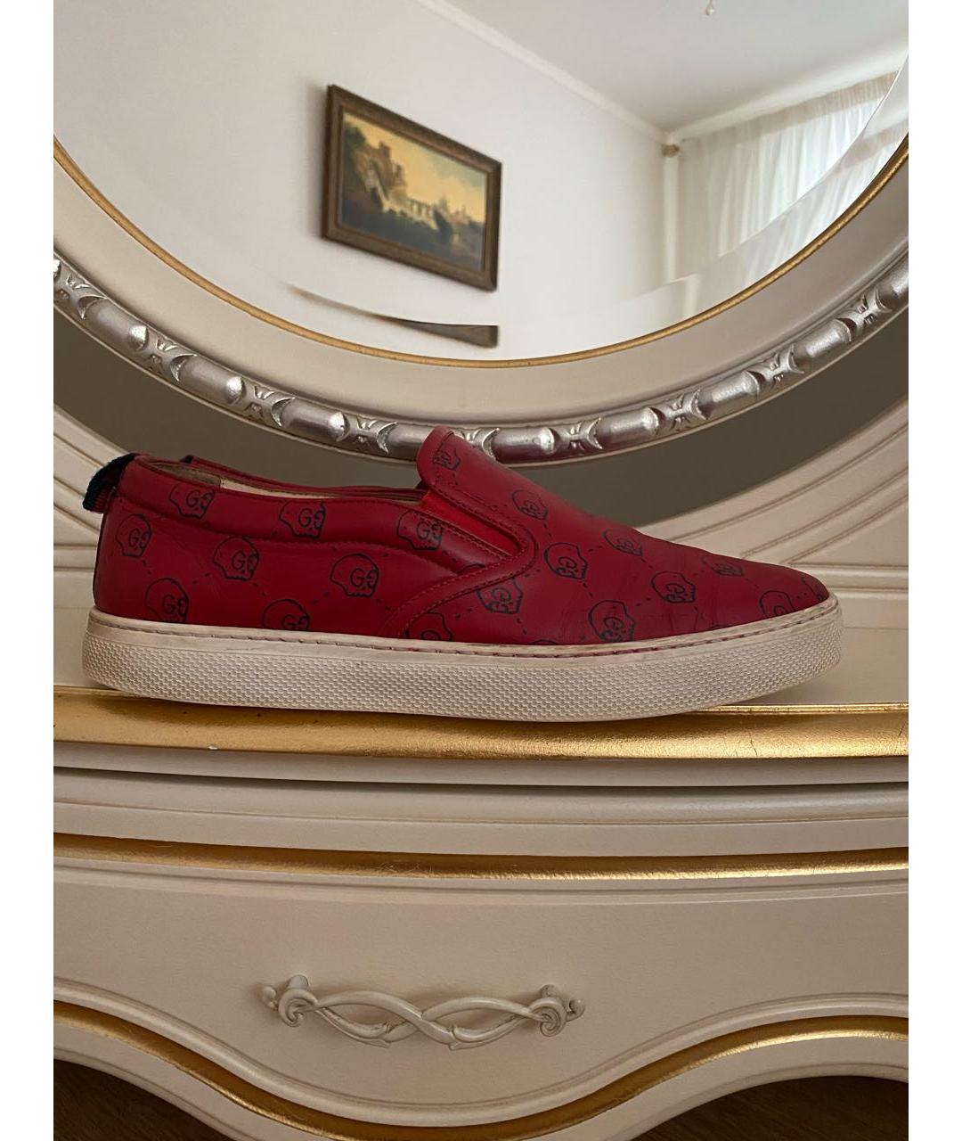 GUCCI Бордовые кожаные лоферы, фото 2