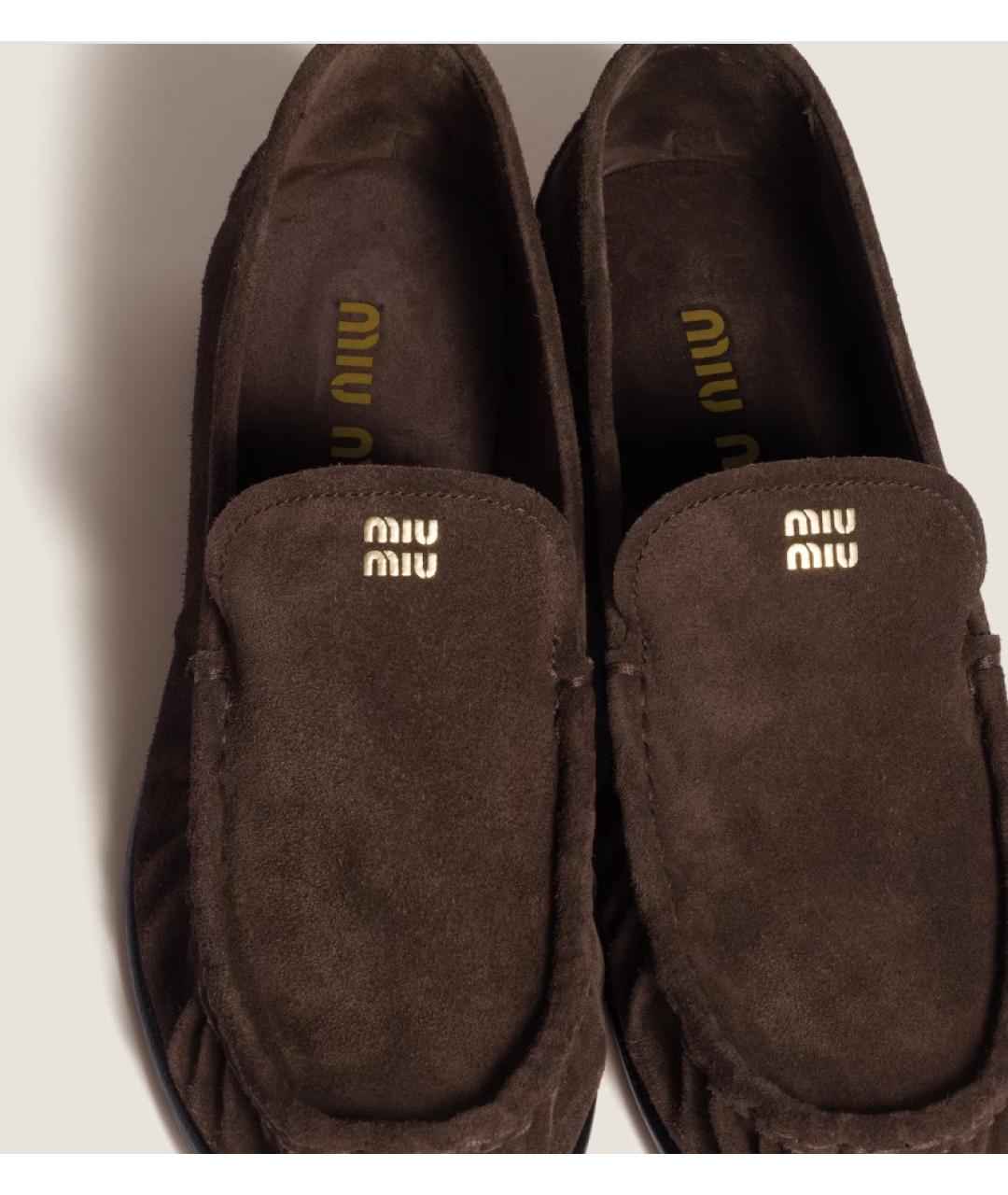 MIU MIU Коричневые замшевые лоферы, фото 3