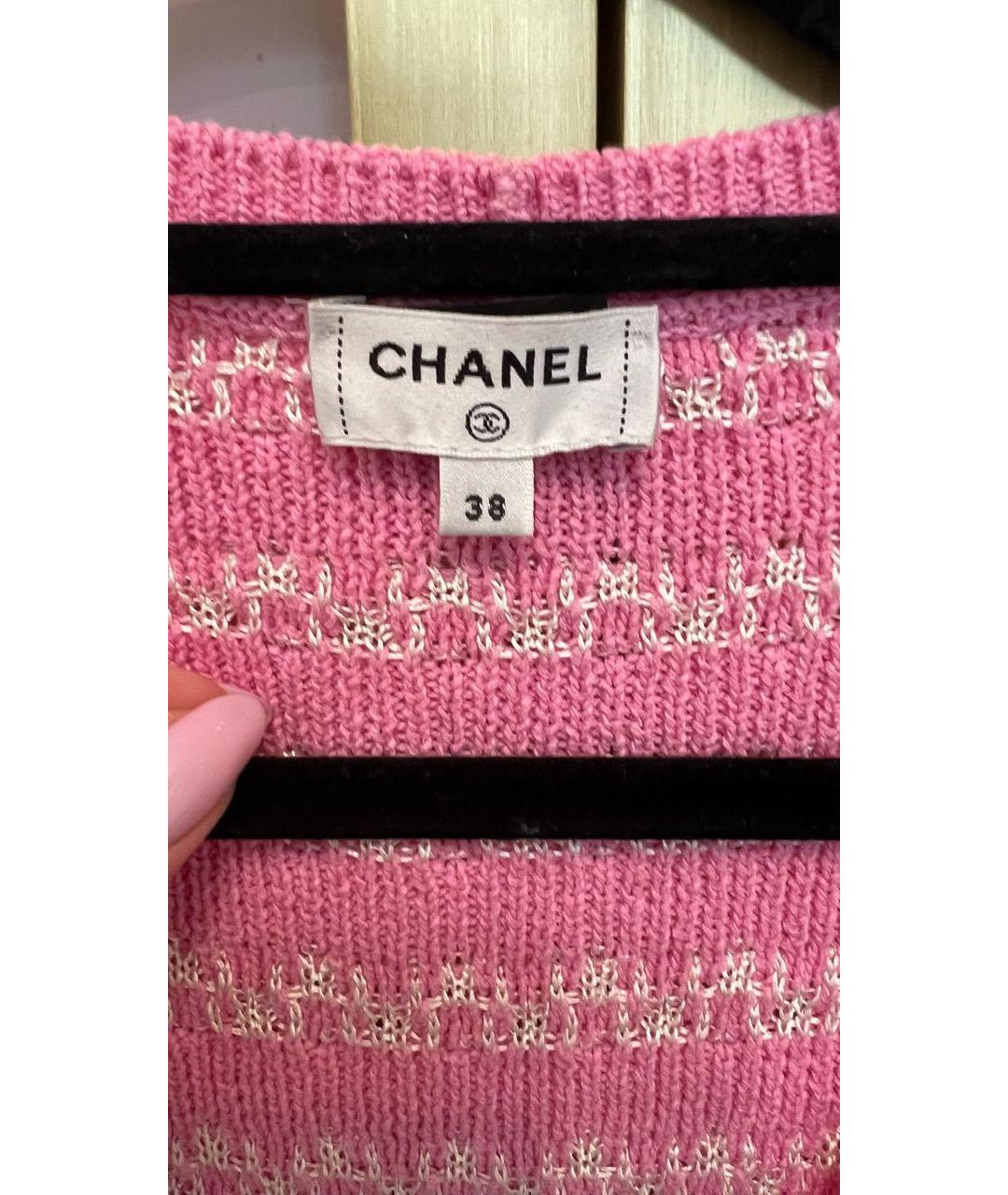 CHANEL Розовый хлопковый кардиган, фото 3
