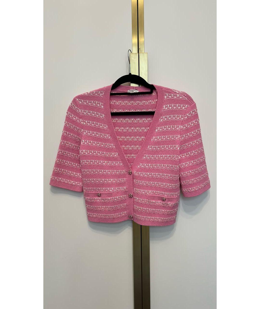 CHANEL Розовый хлопковый кардиган, фото 8