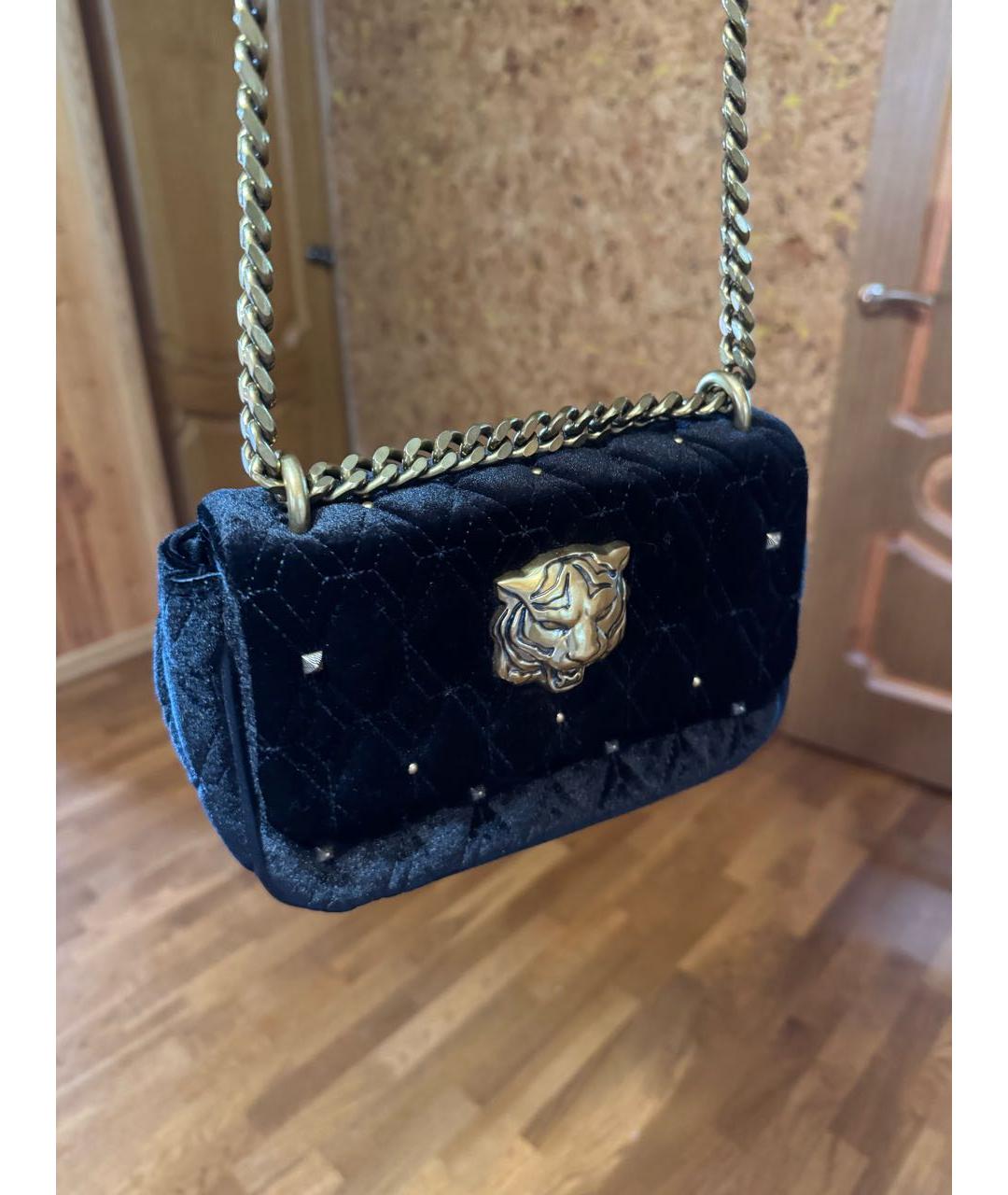 JUST CAVALLI Черная бархатная сумка через плечо, фото 2