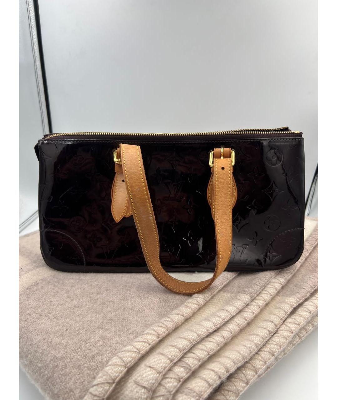 LOUIS VUITTON Бордовая сумка с короткими ручками из лакированной кожи, фото 8