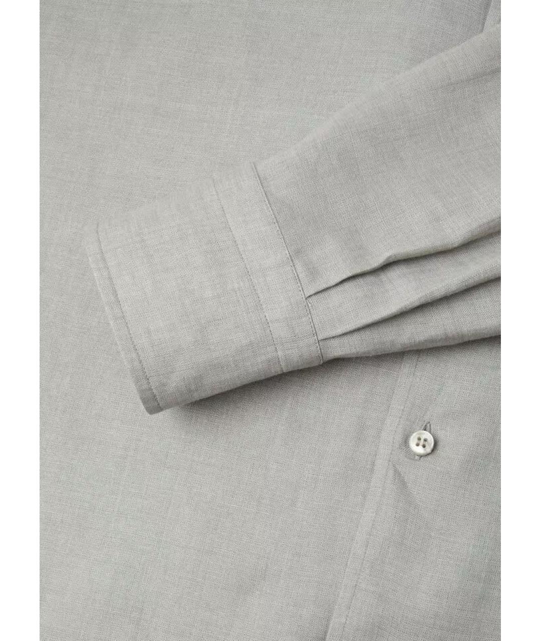 LORO PIANA Серая льняная классическая рубашка, фото 7