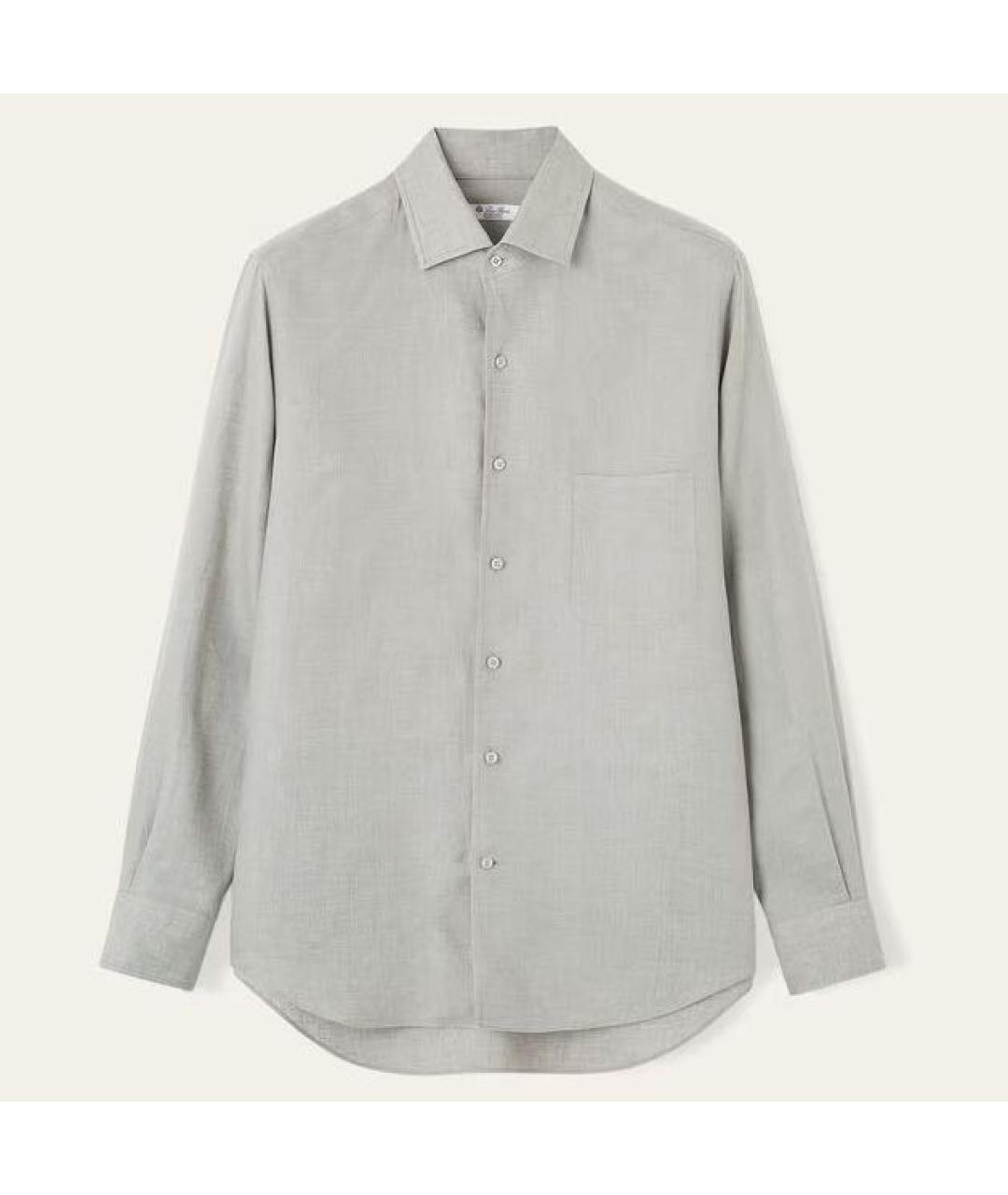LORO PIANA Серая льняная классическая рубашка, фото 8