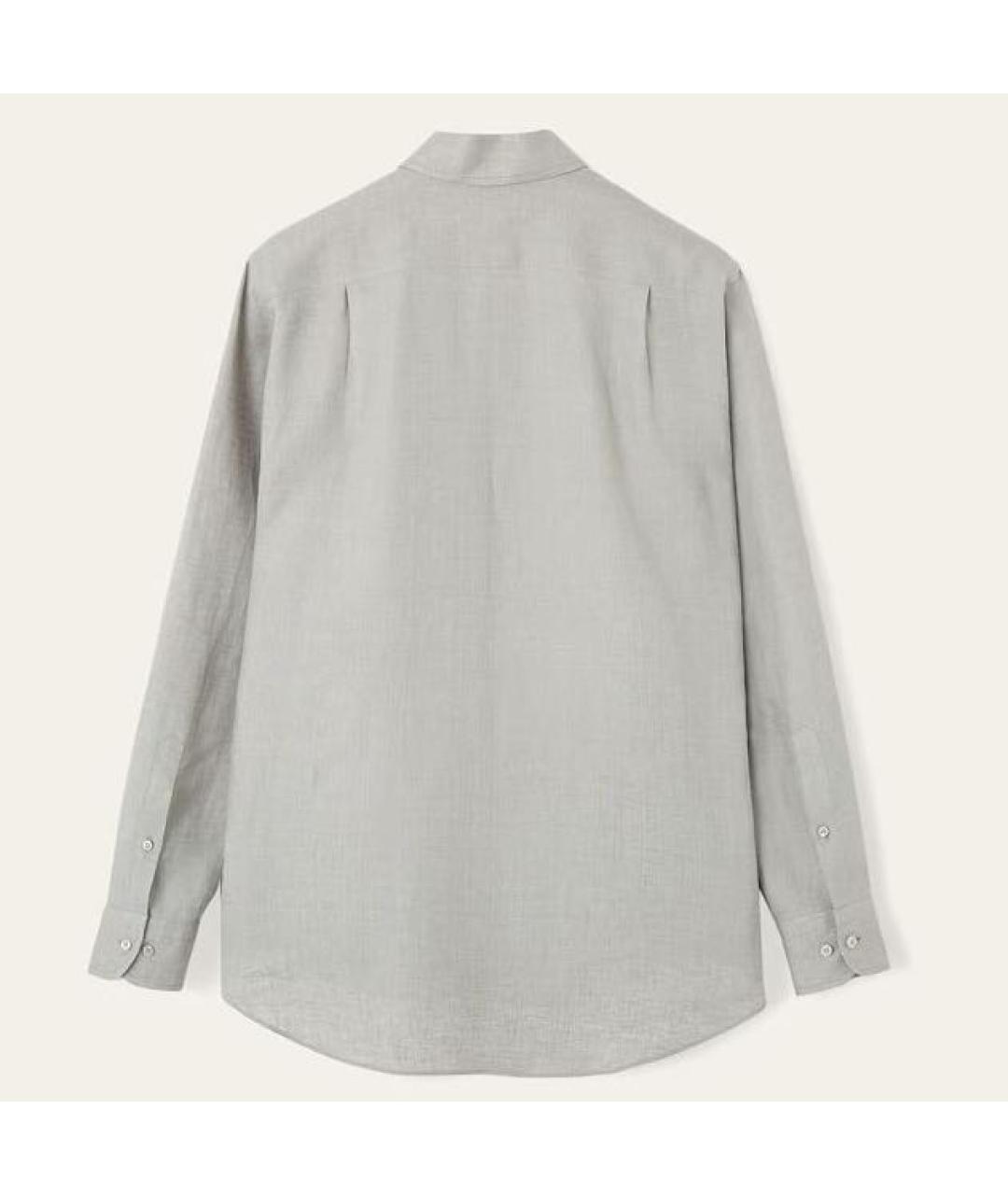 LORO PIANA Серая льняная классическая рубашка, фото 2