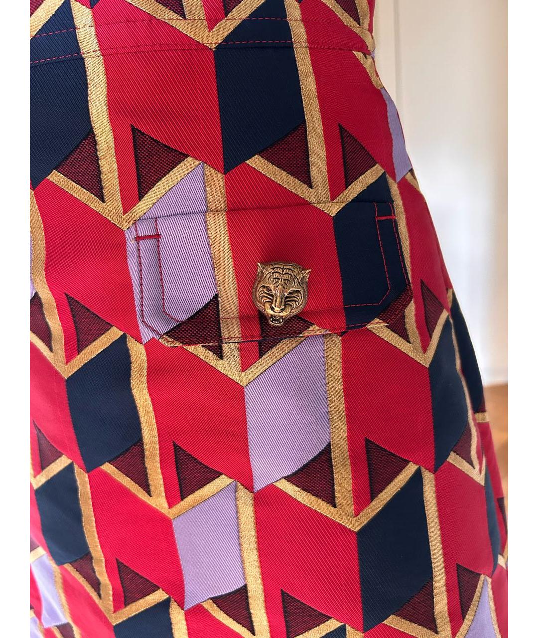 GUCCI Мульти полиэстеровая юбка мини, фото 4