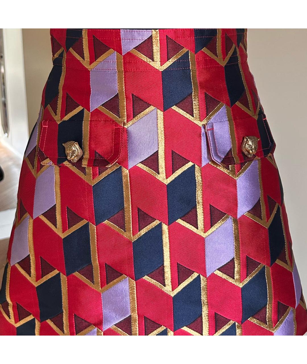 GUCCI Мульти полиэстеровая юбка мини, фото 6