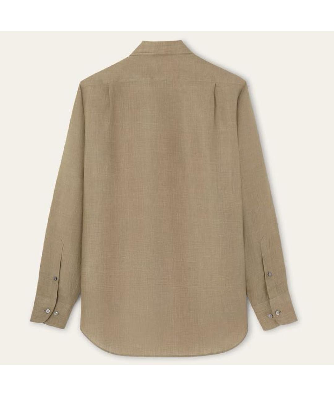 LORO PIANA Бежевая льняная классическая рубашка, фото 2