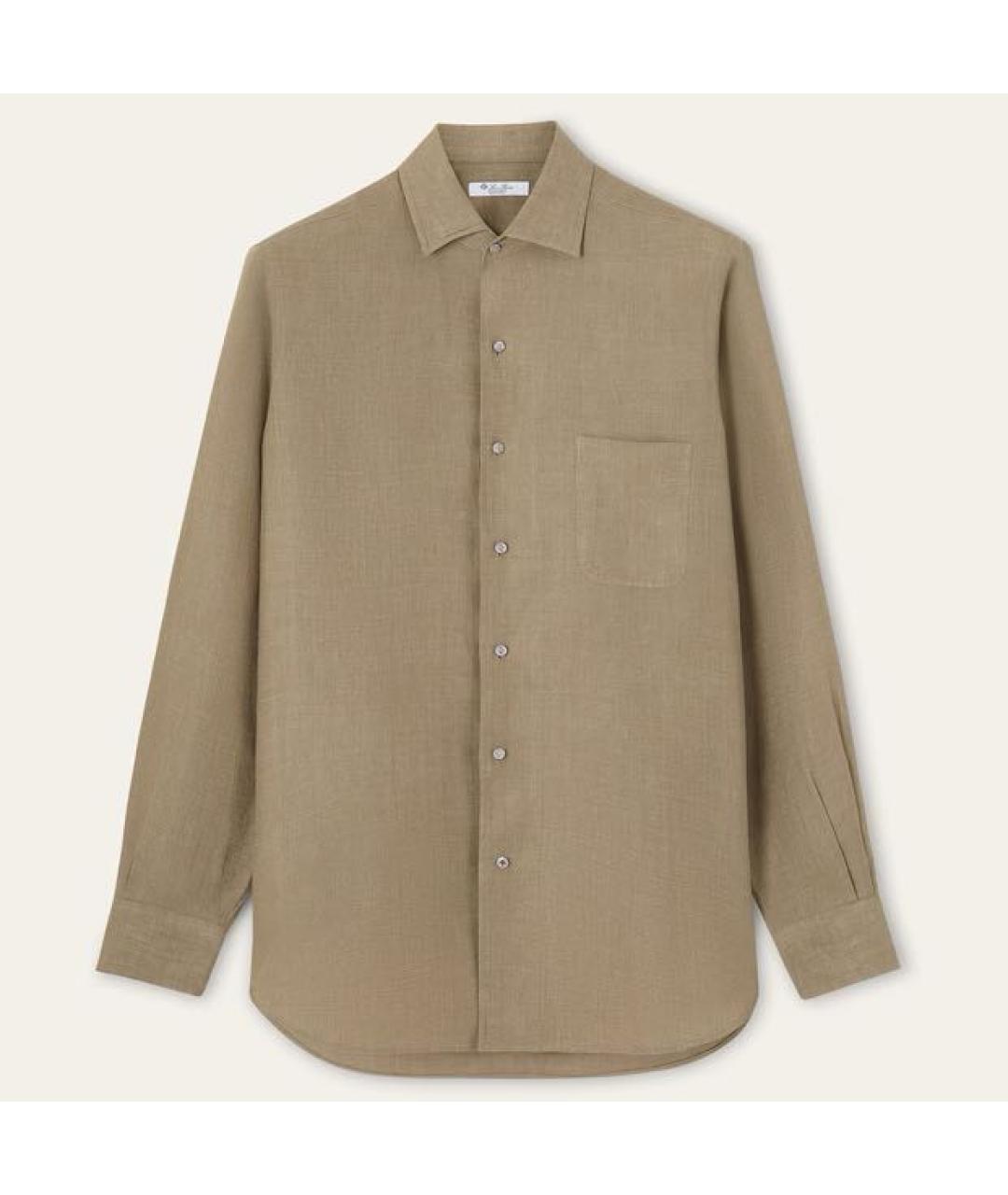 LORO PIANA Бежевая льняная классическая рубашка, фото 8