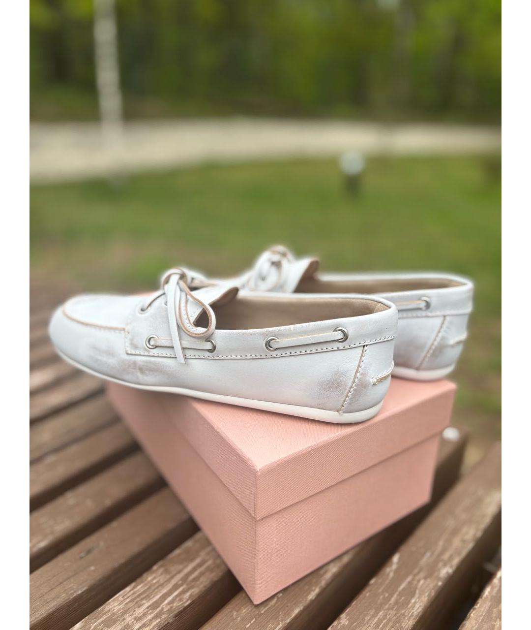 MIU MIU Белые кожаные мокасины, фото 6