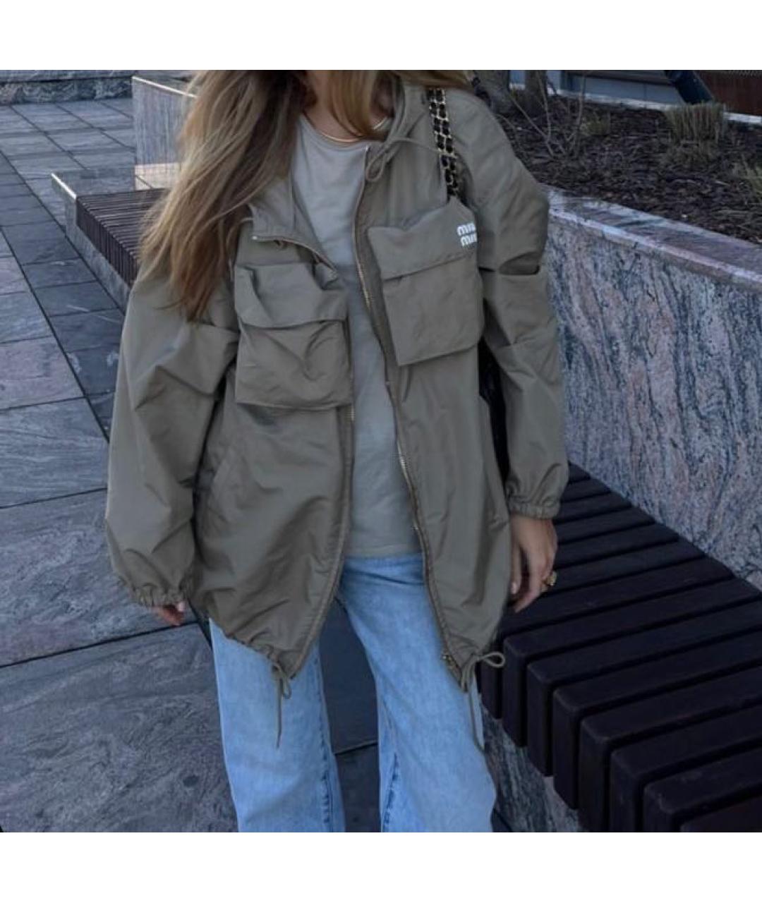 MIU MIU Бежевая полиэстеровая парка, фото 7