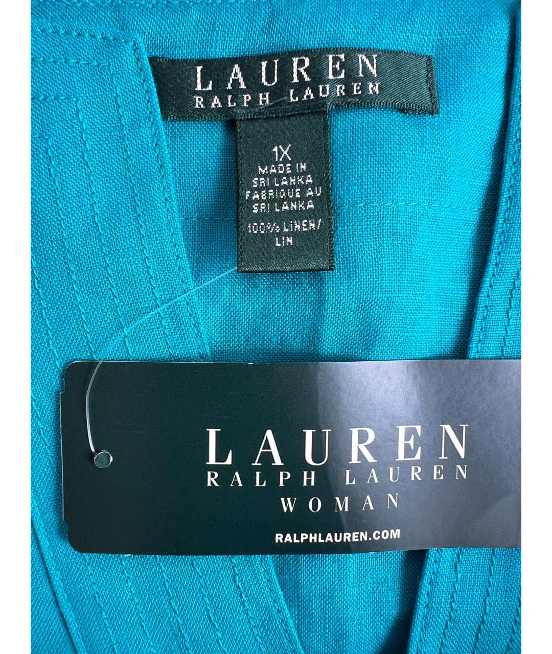 RALPH LAUREN Бирюзовая льняная блузы, фото 5