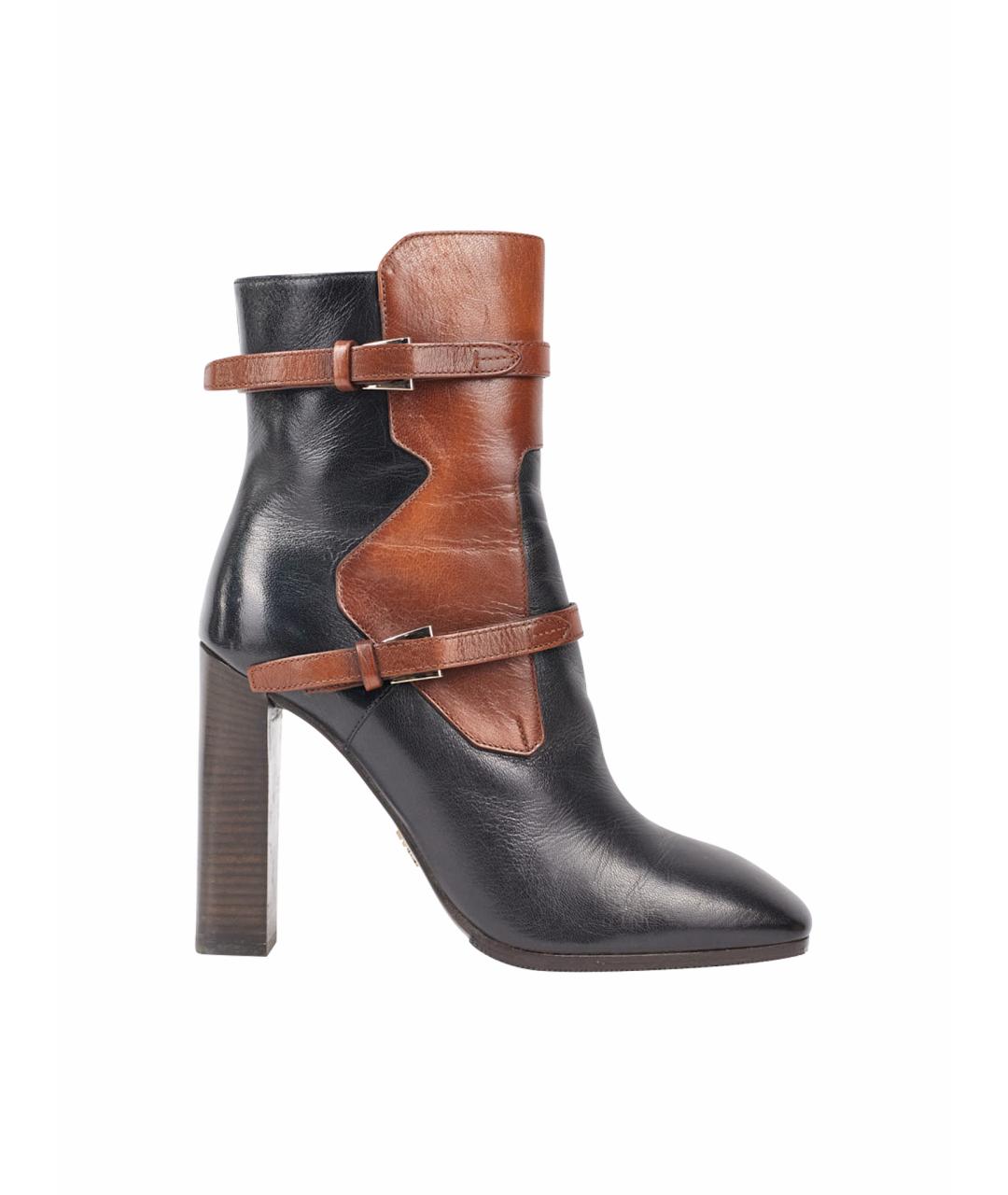 PRADA Черные кожаные ботильоны, фото 1
