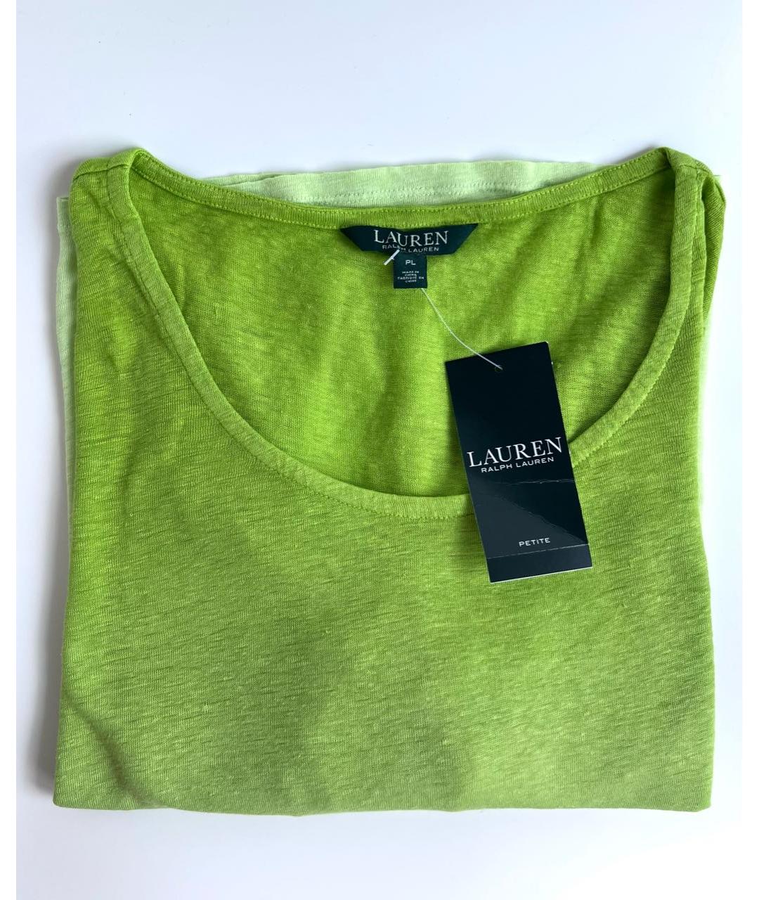 RALPH LAUREN Зеленая льняная футболка, фото 7