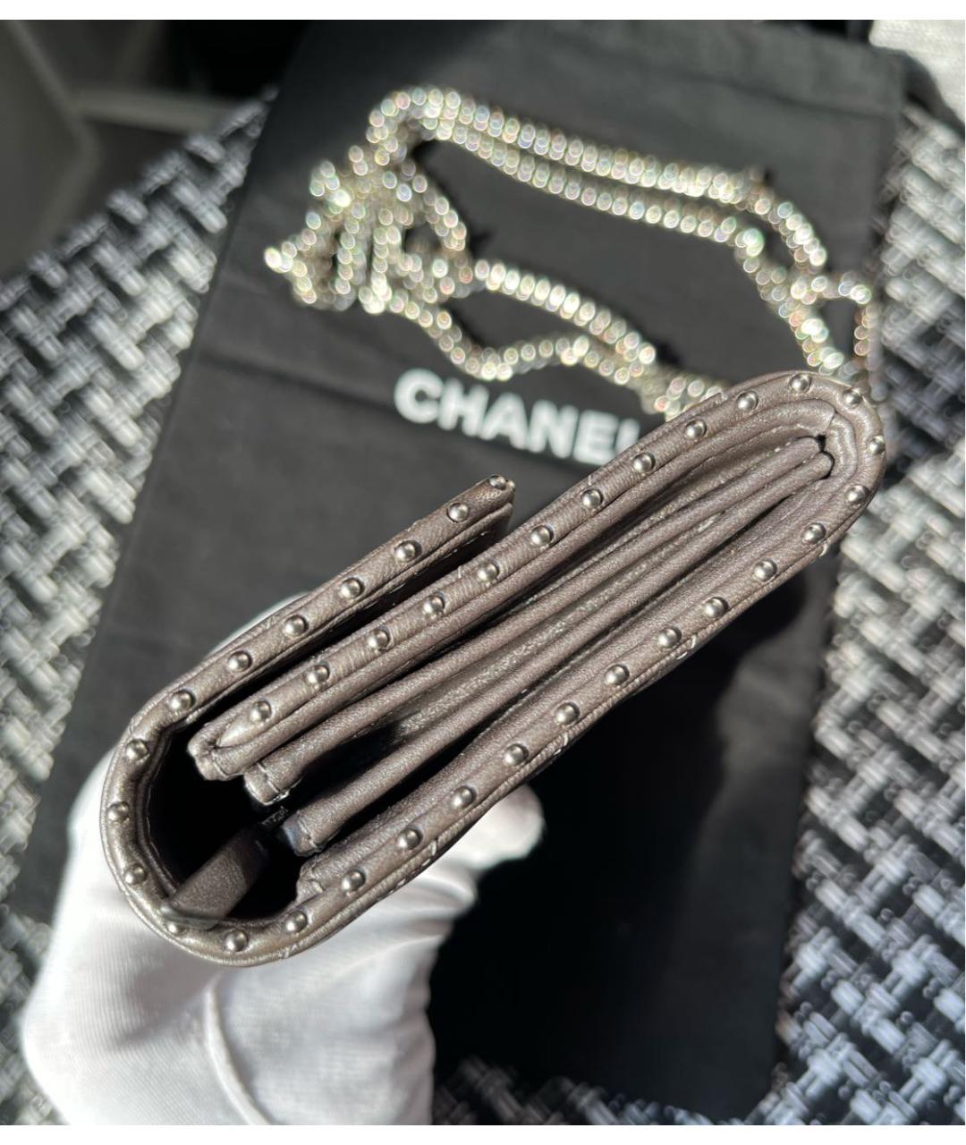 CHANEL Серебрянный кожаный кошелек, фото 4