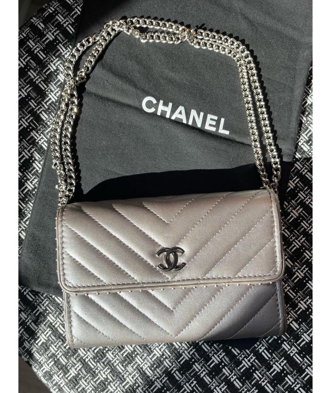CHANEL Серебрянный кожаный кошелек, фото 7