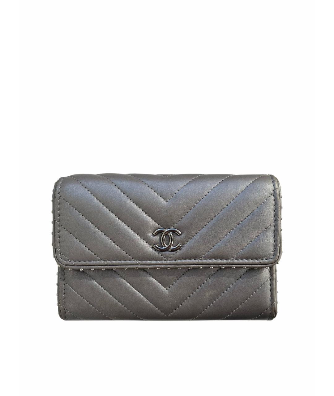 CHANEL Серебрянный кожаный кошелек, фото 1