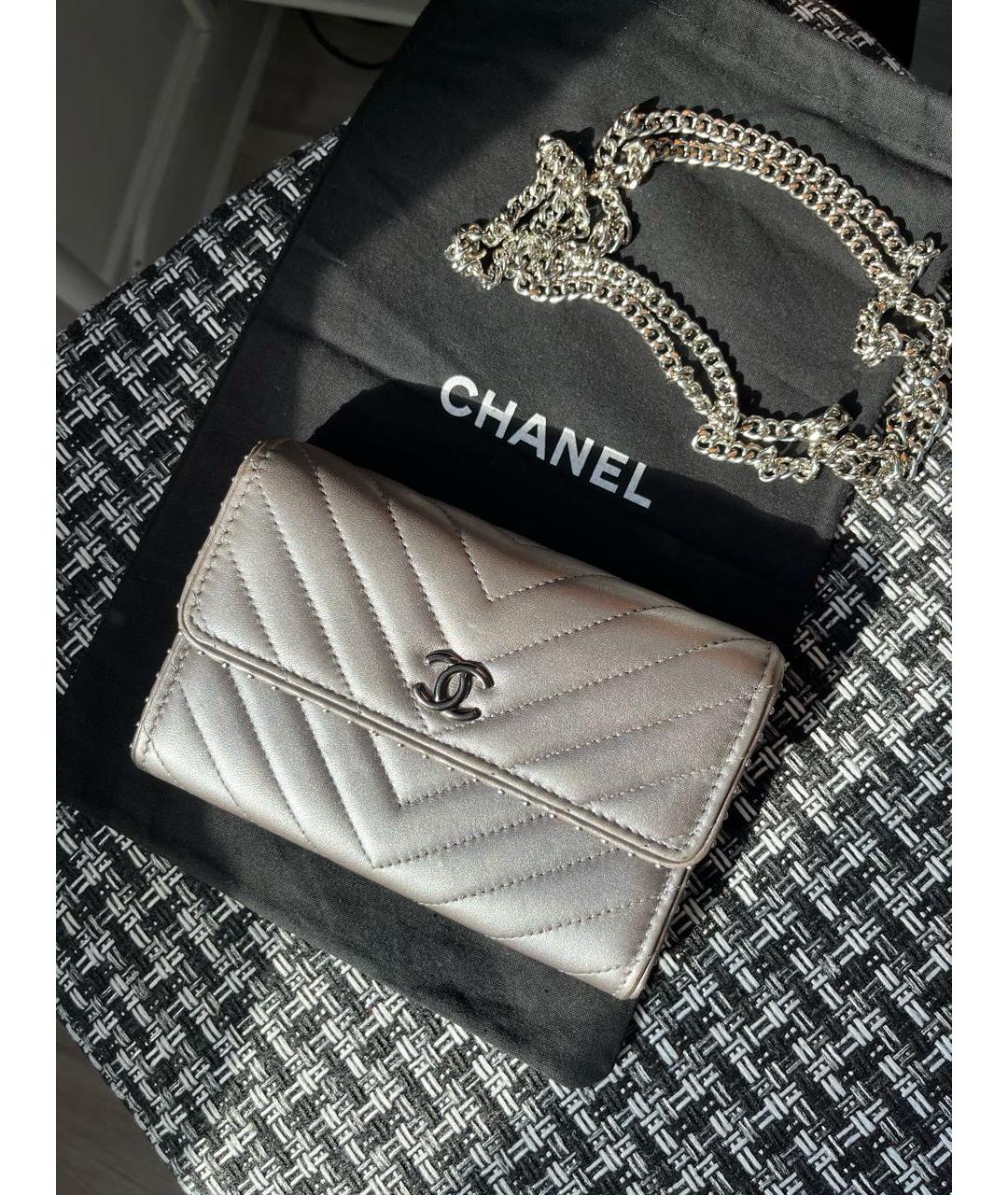 CHANEL Серебрянный кожаный кошелек, фото 2