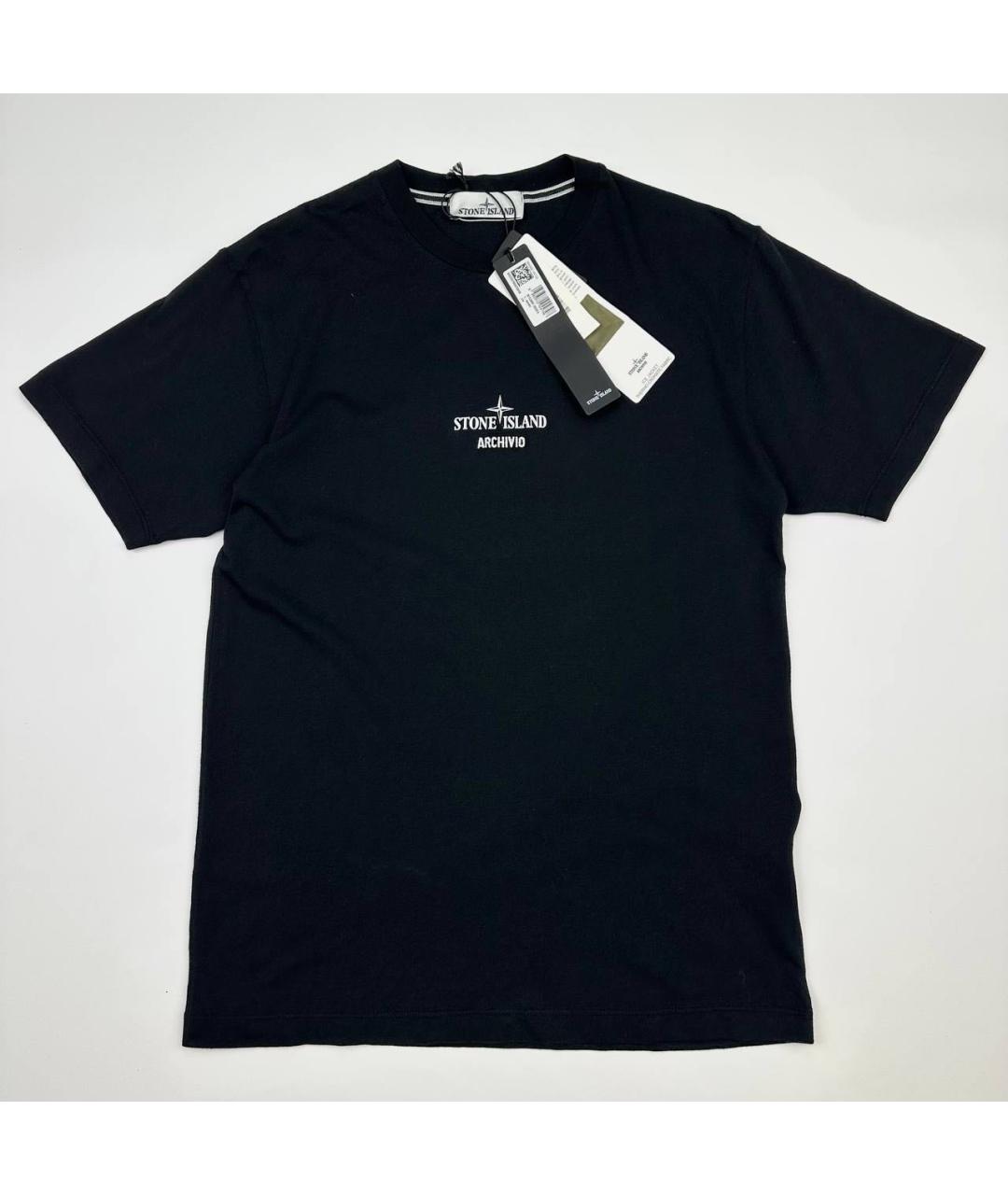 STONE ISLAND Черная хлопковая футболка, фото 4