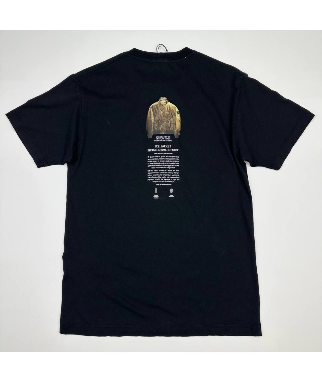 STONE ISLAND Черная хлопковая футболка, фото 2