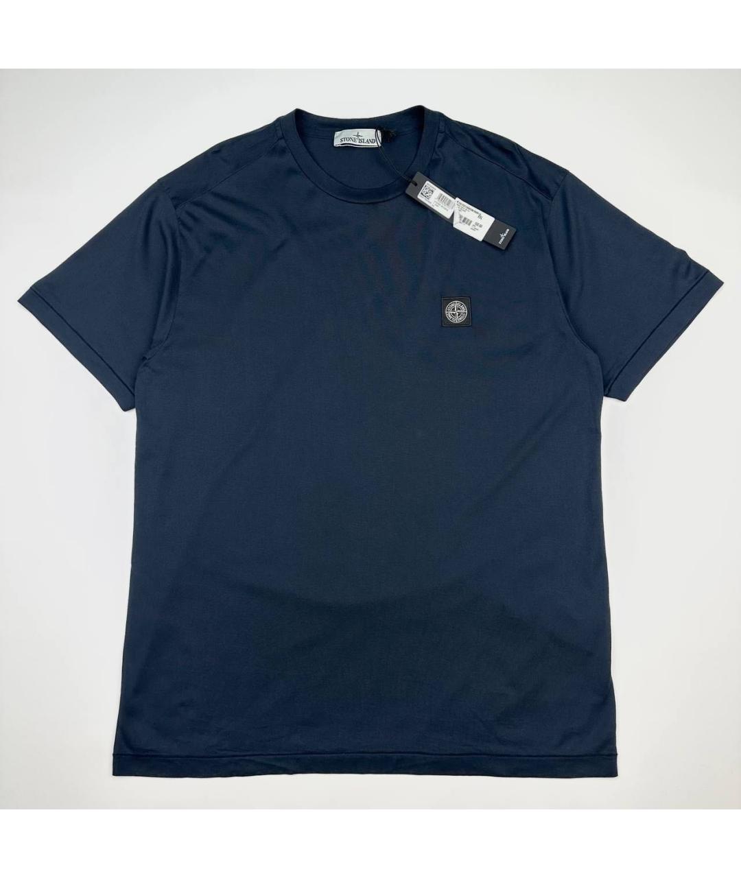 STONE ISLAND Темно-синяя хлопковая футболка, фото 4