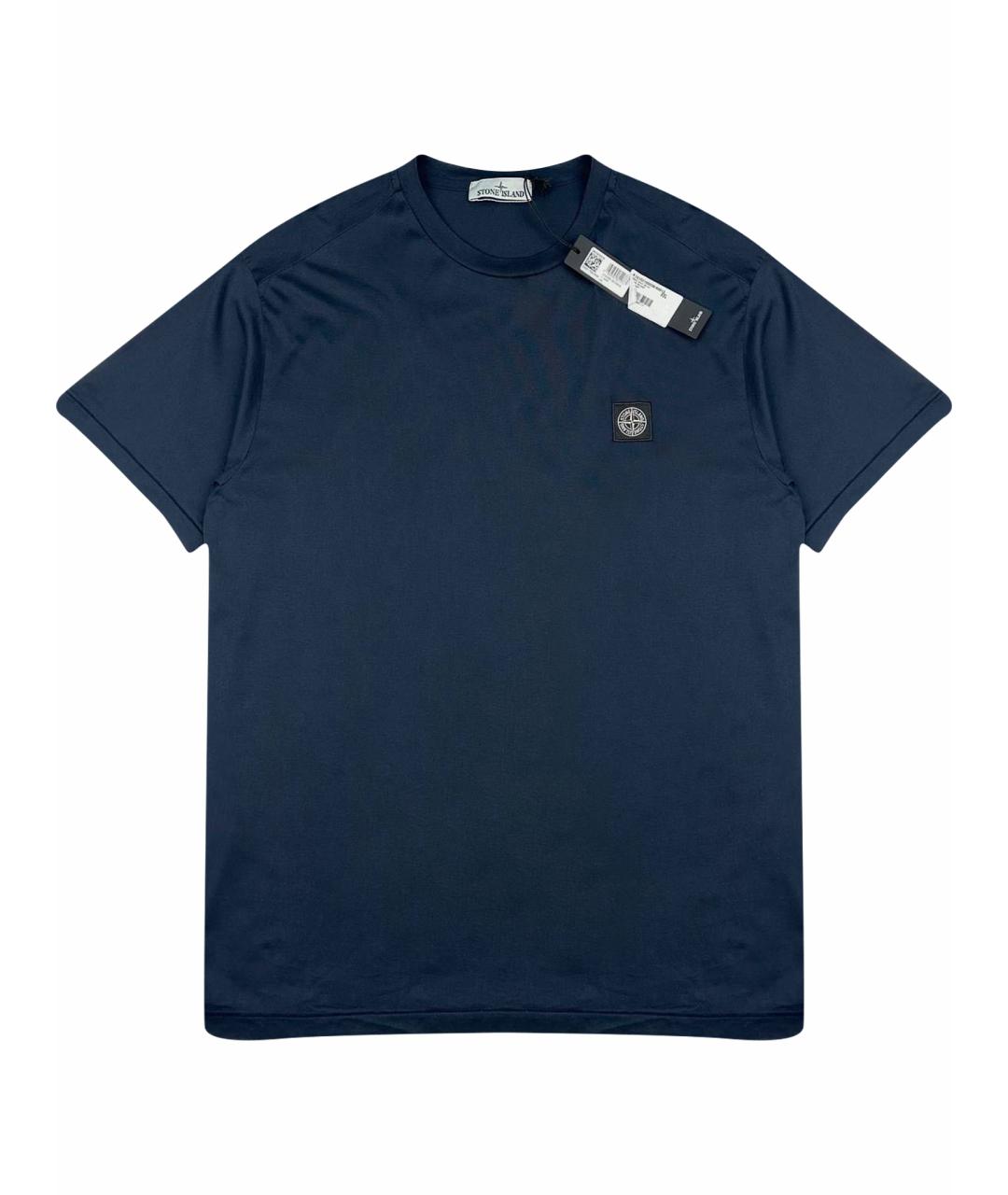 STONE ISLAND Темно-синяя хлопковая футболка, фото 1