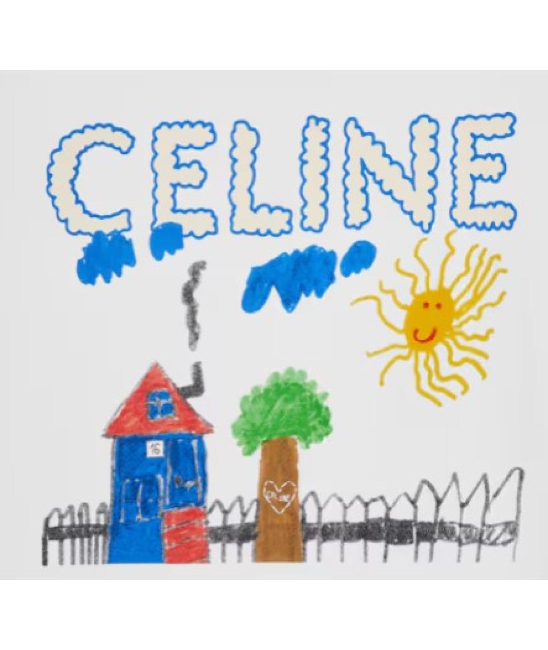 CELINE Белая хлопковая футболка, фото 3
