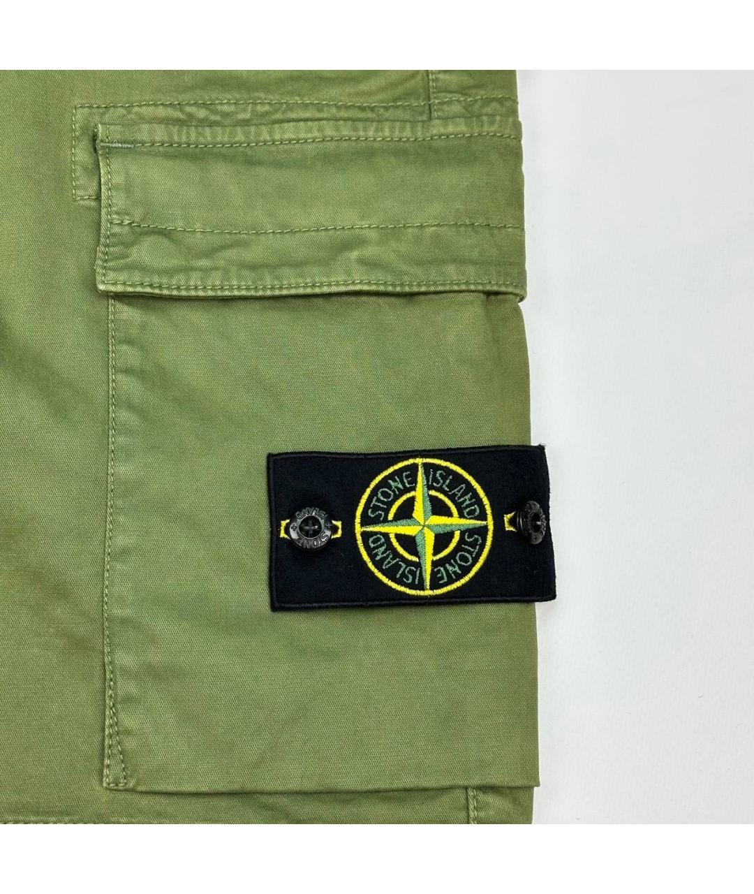 STONE ISLAND Хаки хлопковые шорты, фото 3