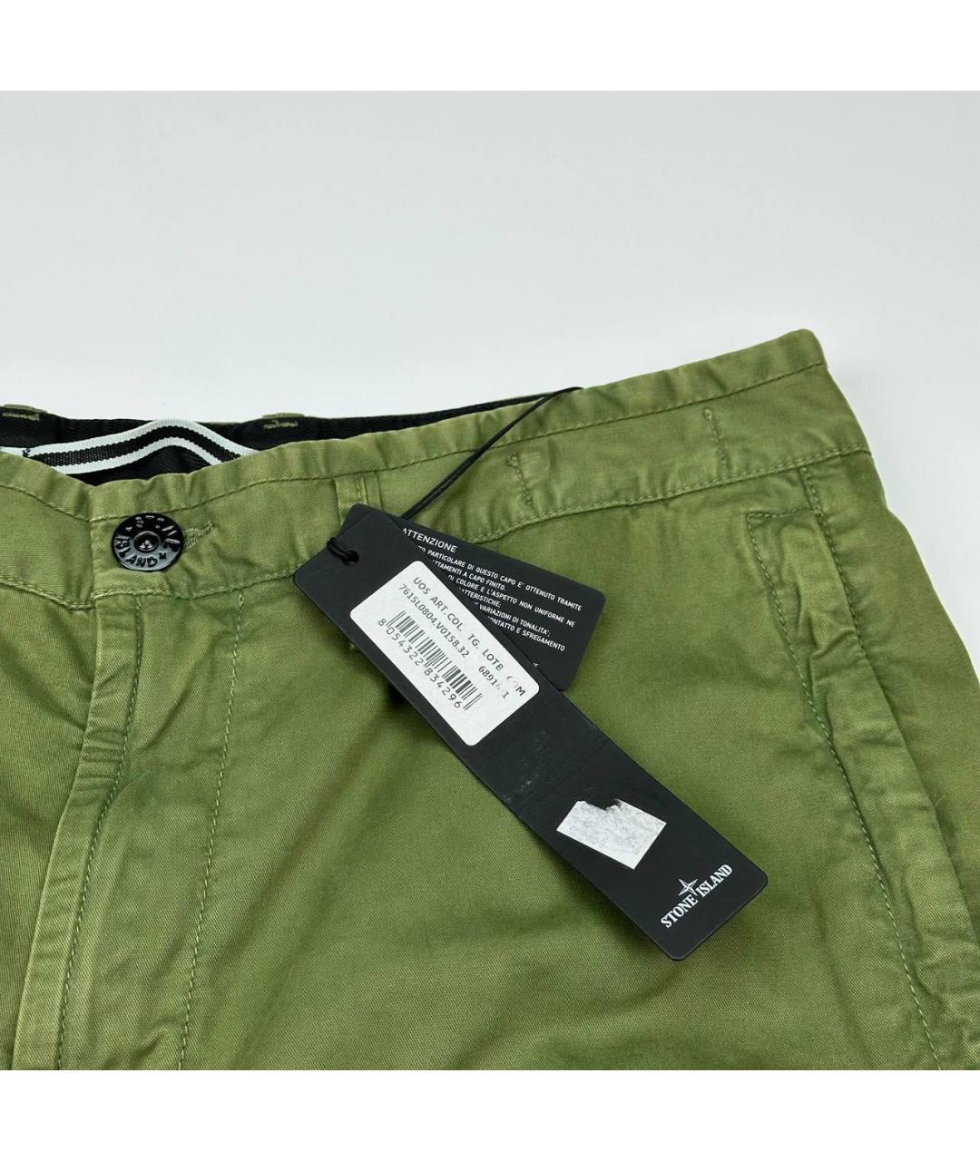 STONE ISLAND Хаки хлопковые шорты, фото 4