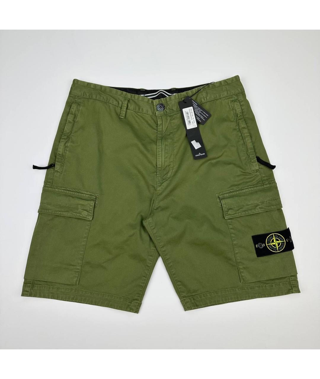 STONE ISLAND Хаки хлопковые шорты, фото 6