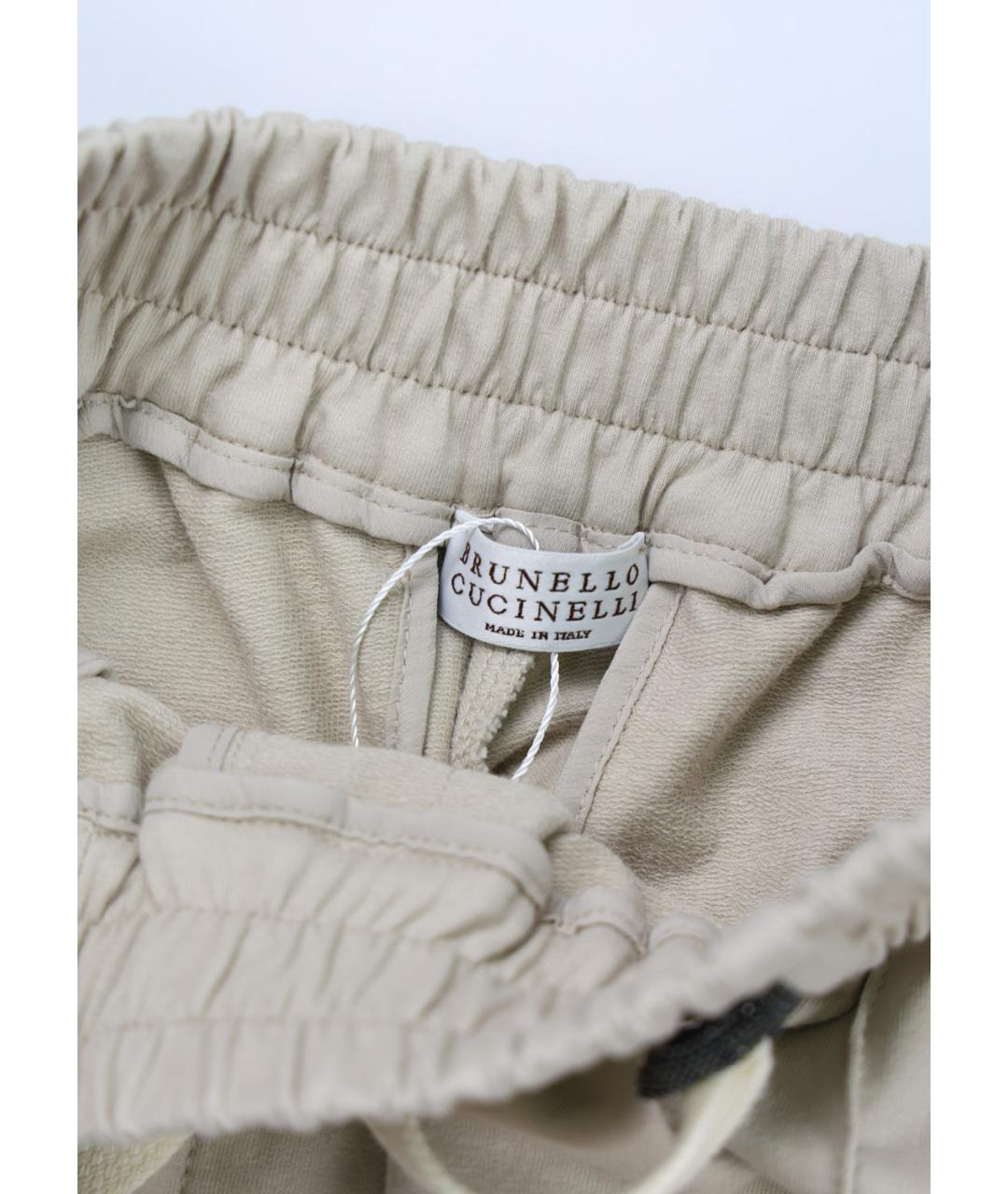 BRUNELLO CUCINELLI Бежевые хлопковые брюки широкие, фото 4