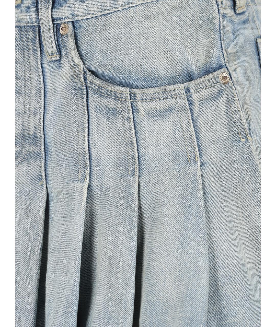 BALENCIAGA Голубая хлопковая юбка мини, фото 2