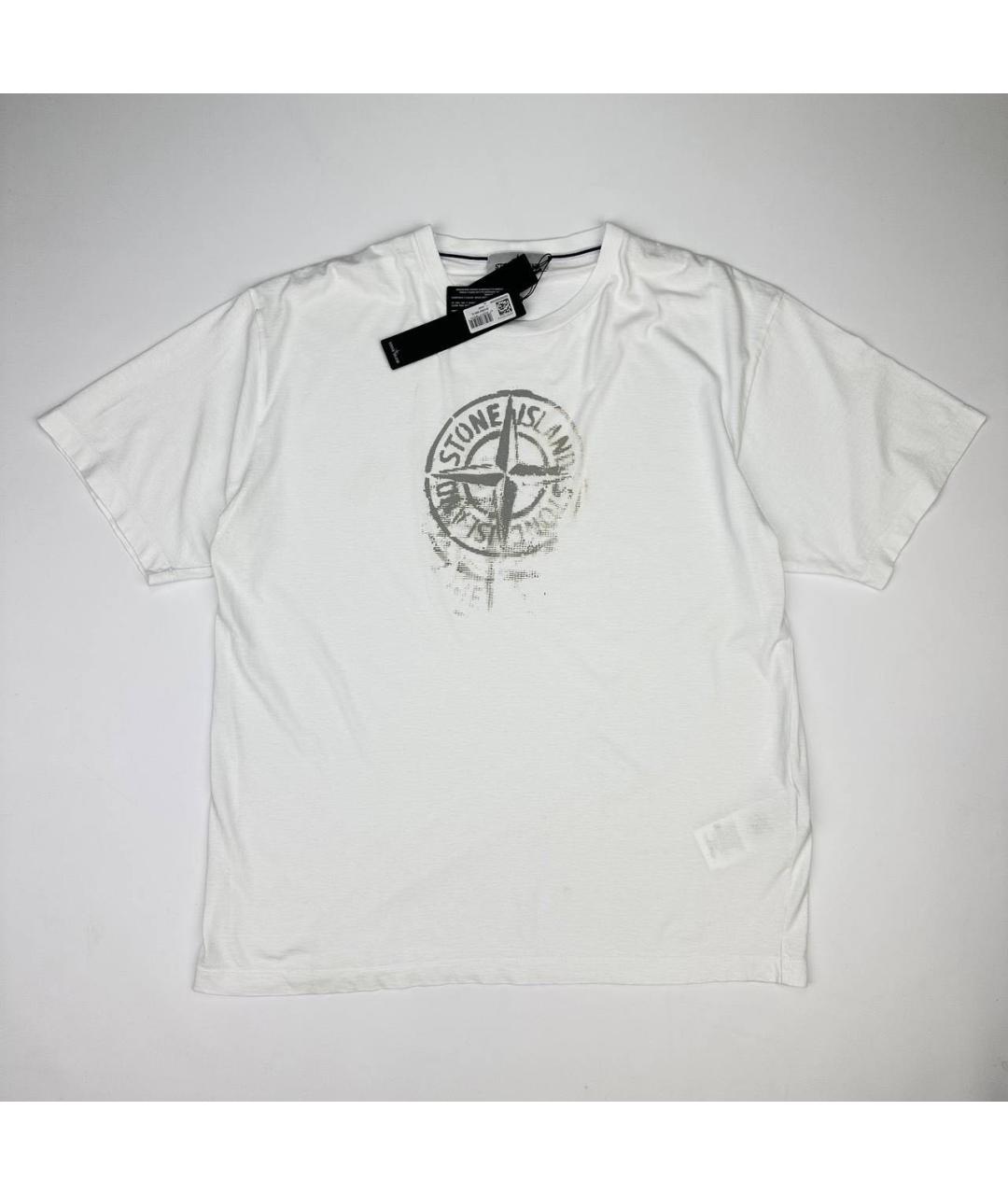 STONE ISLAND Белая хлопковая футболка, фото 4