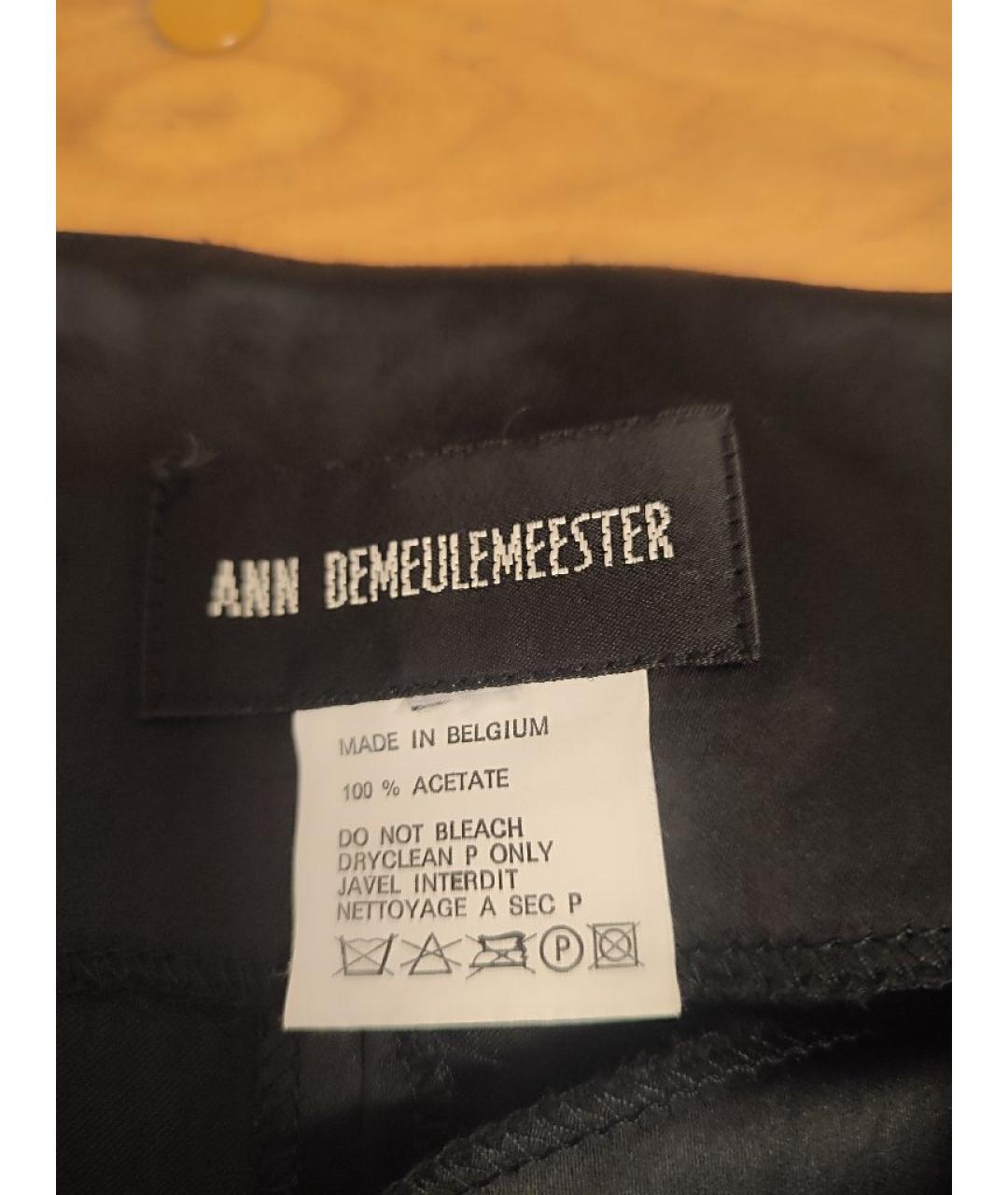 ANN DEMEULEMEESTER Черная ацетатная юбка мини, фото 3