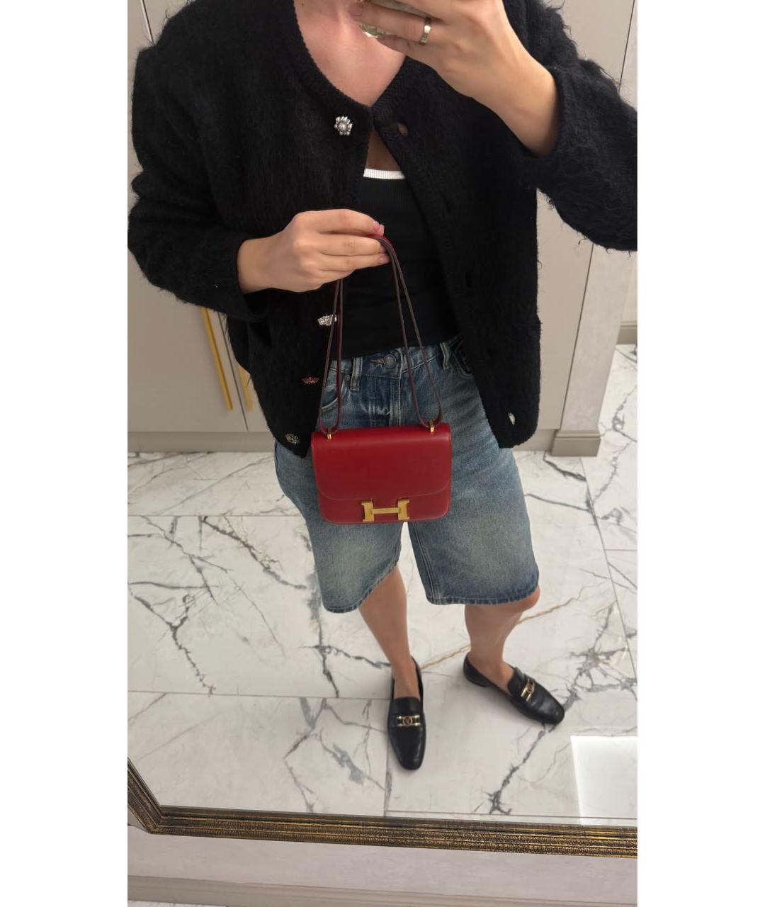 HERMES Красная кожаная сумка через плечо, фото 3