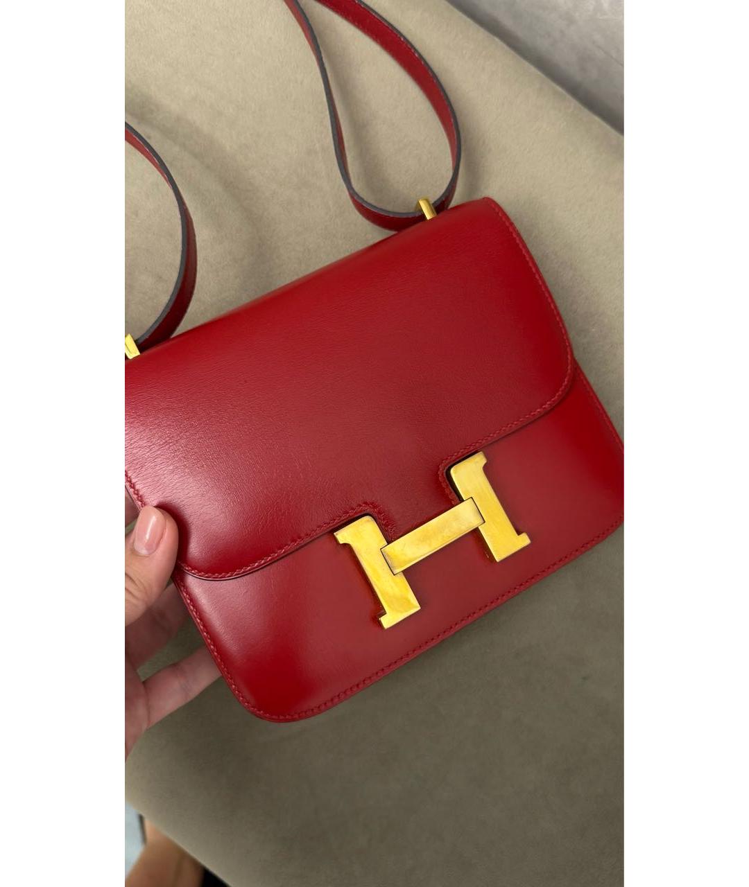 HERMES Красная кожаная сумка через плечо, фото 6